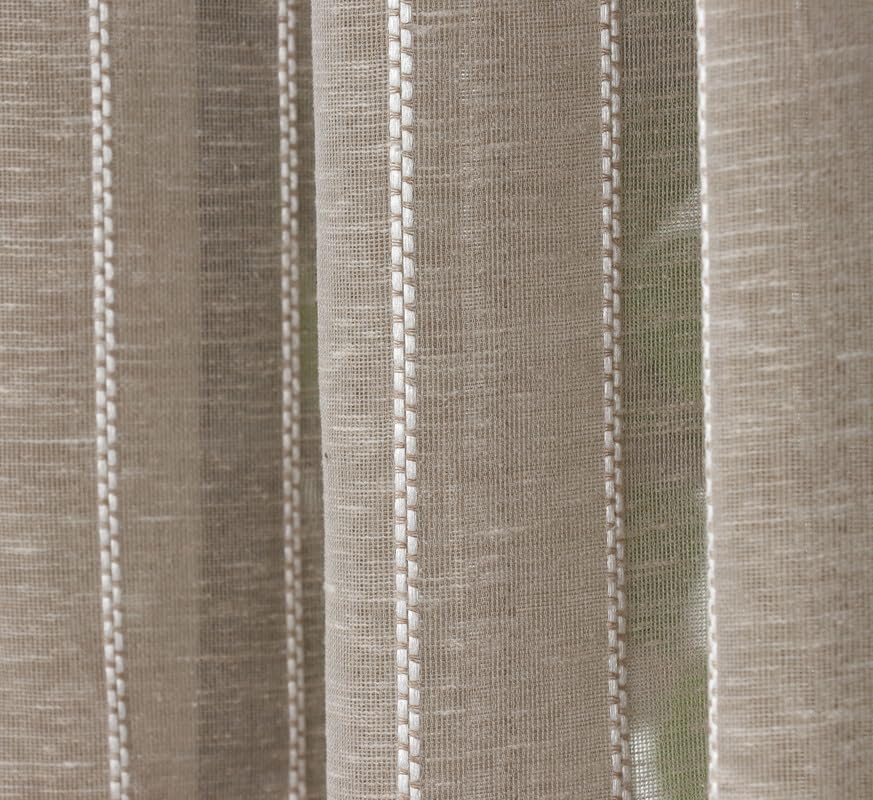 Image of Exporthub Sheer Linen Cotton Curtains for Window 6 Feet Set of 2, Brown - Light Filtering Breathable Fabric Drapes for Living Room & Bedroom (EHSPR053 64)