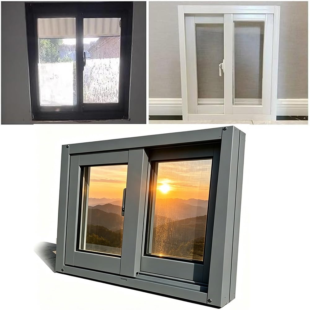 Aluminum Basement Window Horizontal Replacement Window for Shed Bathroom Chicken 30x12" 32x18" 39x15" Sliding Window with Screen, White(Gray,(WxH)100x50cm/39x20")