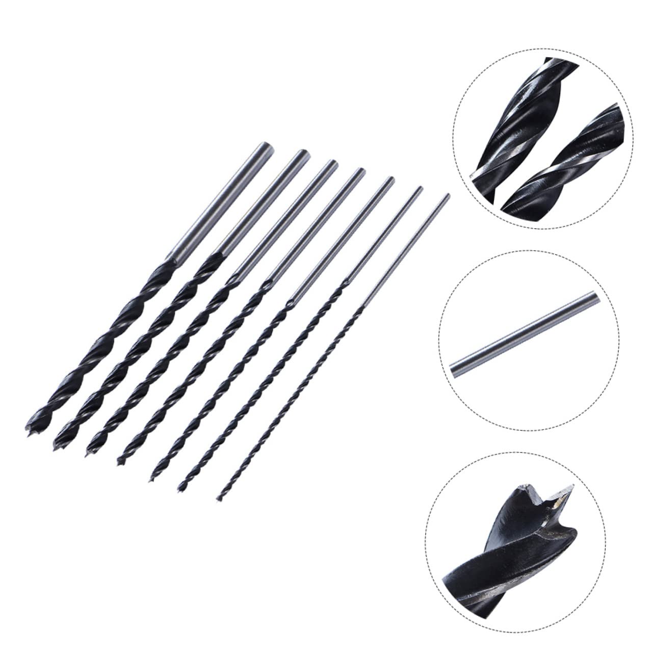 KALLORY 7-Piece 300mm Long Drill Bit Set Steel Core Drill Bits for Wood Drywall Pointed Tip for Precise Positioning