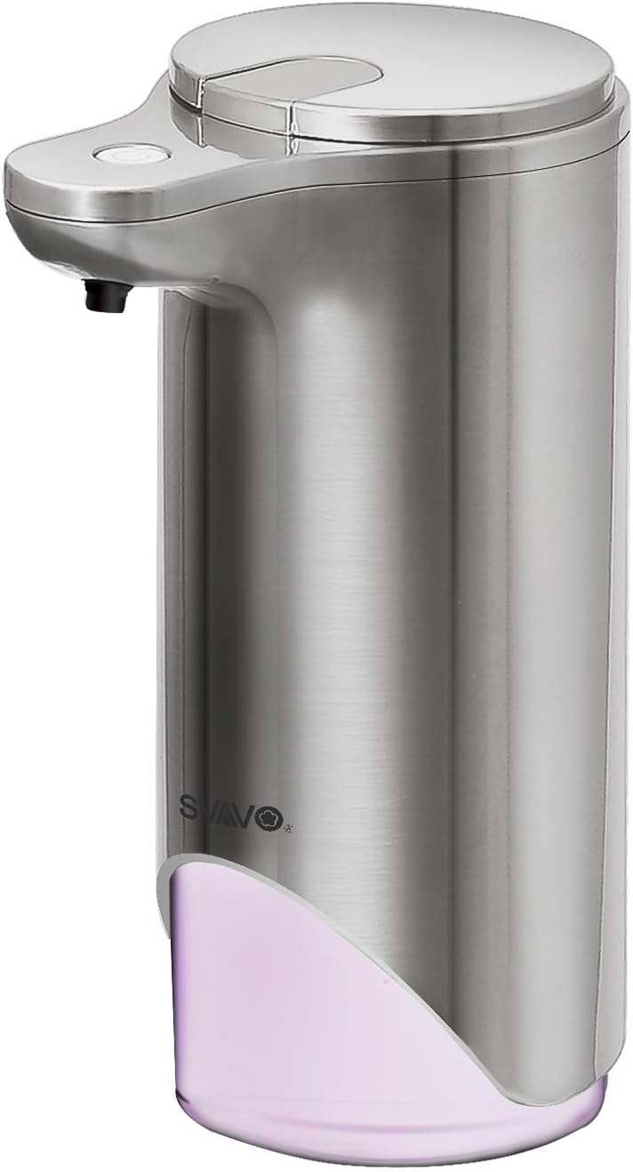 SVAVO Automatic Foaming Soap Dispenser, 0.25s Smart Infrared Sensor Touchless Countertop Soap Dispensers Pump for Home and Commercial Place, Adjustable Foam Volume, 10oz 280ml (Nickel)