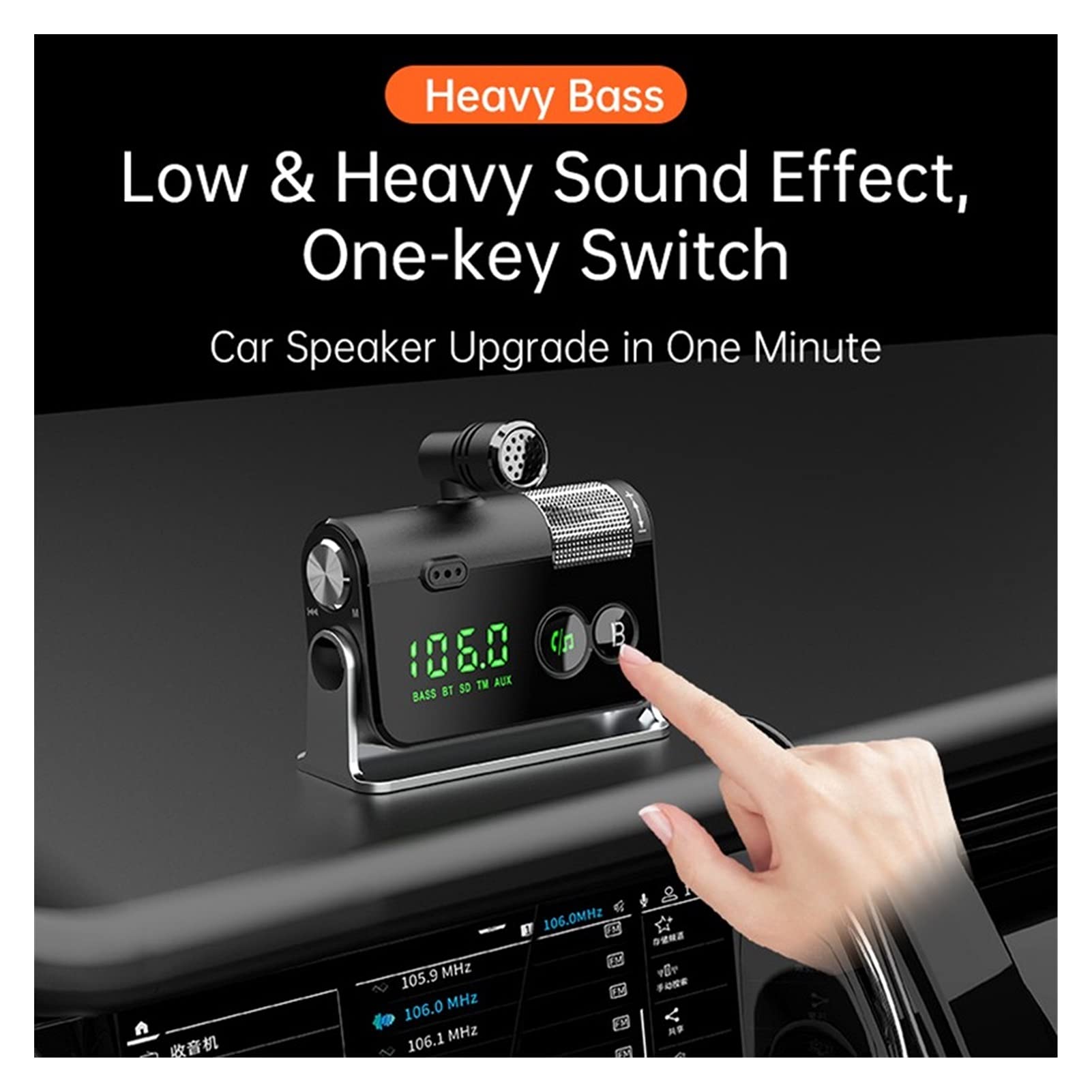 Adattatore Audio Bluetooth. FM. Trasmettitore Bluetooth 5.0 Kit Kit Vivavoce AUX. Ricevitore Audio MP3. Giocatore QC3.0 + PD 18W USB Caricabatterie con Microfono Rimovibile