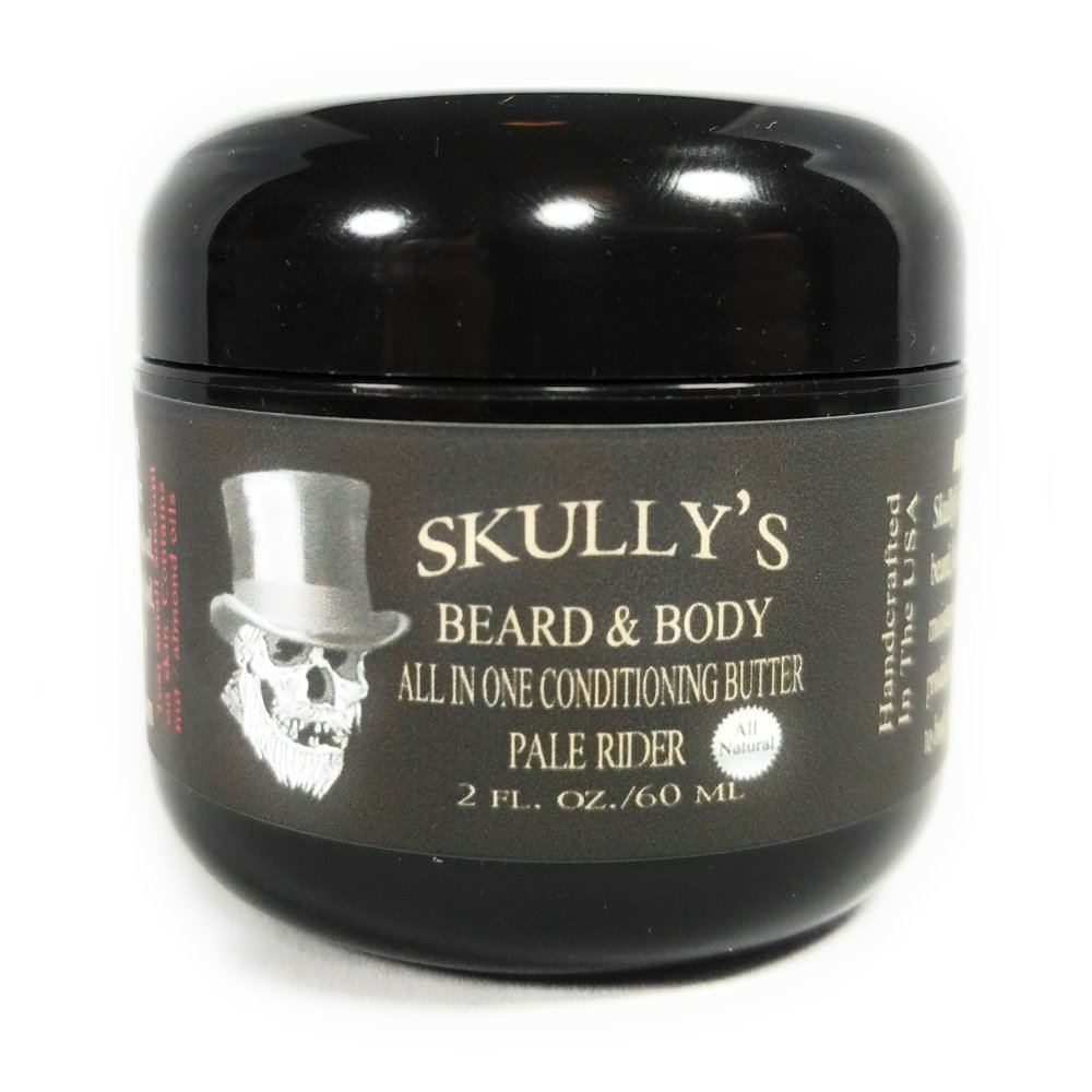 Skully's Pale Rider Unscented & Fragrance Free Beard Butter 2 oz.(Beard & Body All In One Conditioning Butter) All Natural, Soft, unscented Beard Butter for Men