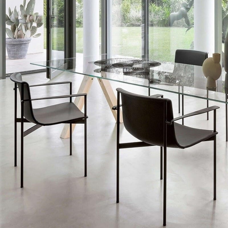 Office Chair Scandinavian Minimalist Metal Saddle Leather Dining Chair Home Bedroom with Armrests Office Chair Conference Room Reception Negotiation Chair Gaming Chair