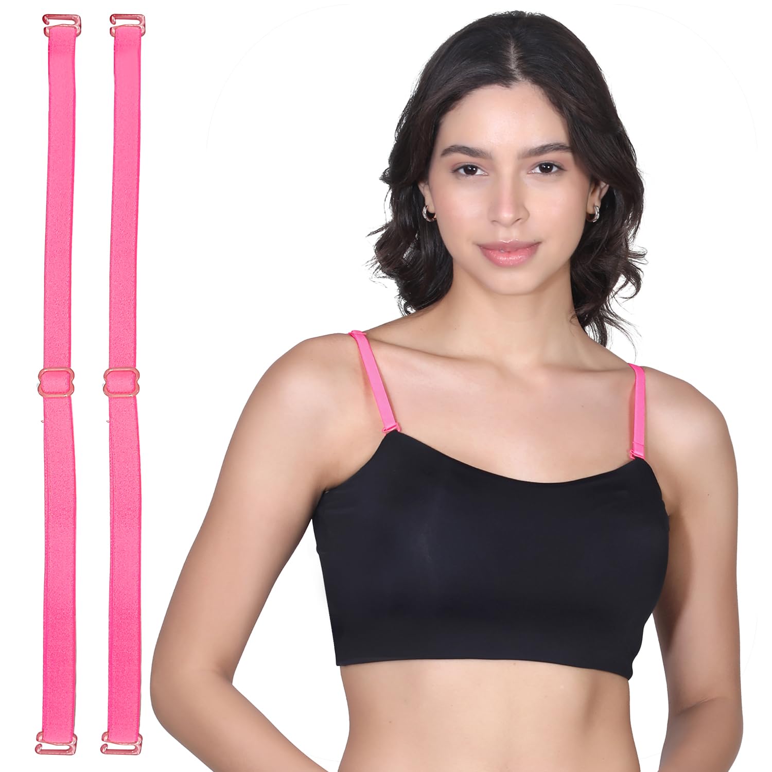 Adjustable Nylon Elastane Bra Strap For Women, Durable Straps for Bra, Neon Pink Pack of 1-image-19