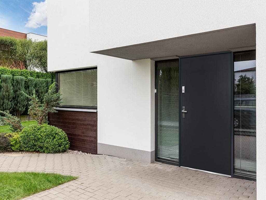 Venta-unica - Puerta de entrada de acero Alt. 207 x Ancho 100 cm antracita - se abre hacia la derecha AGUEDA