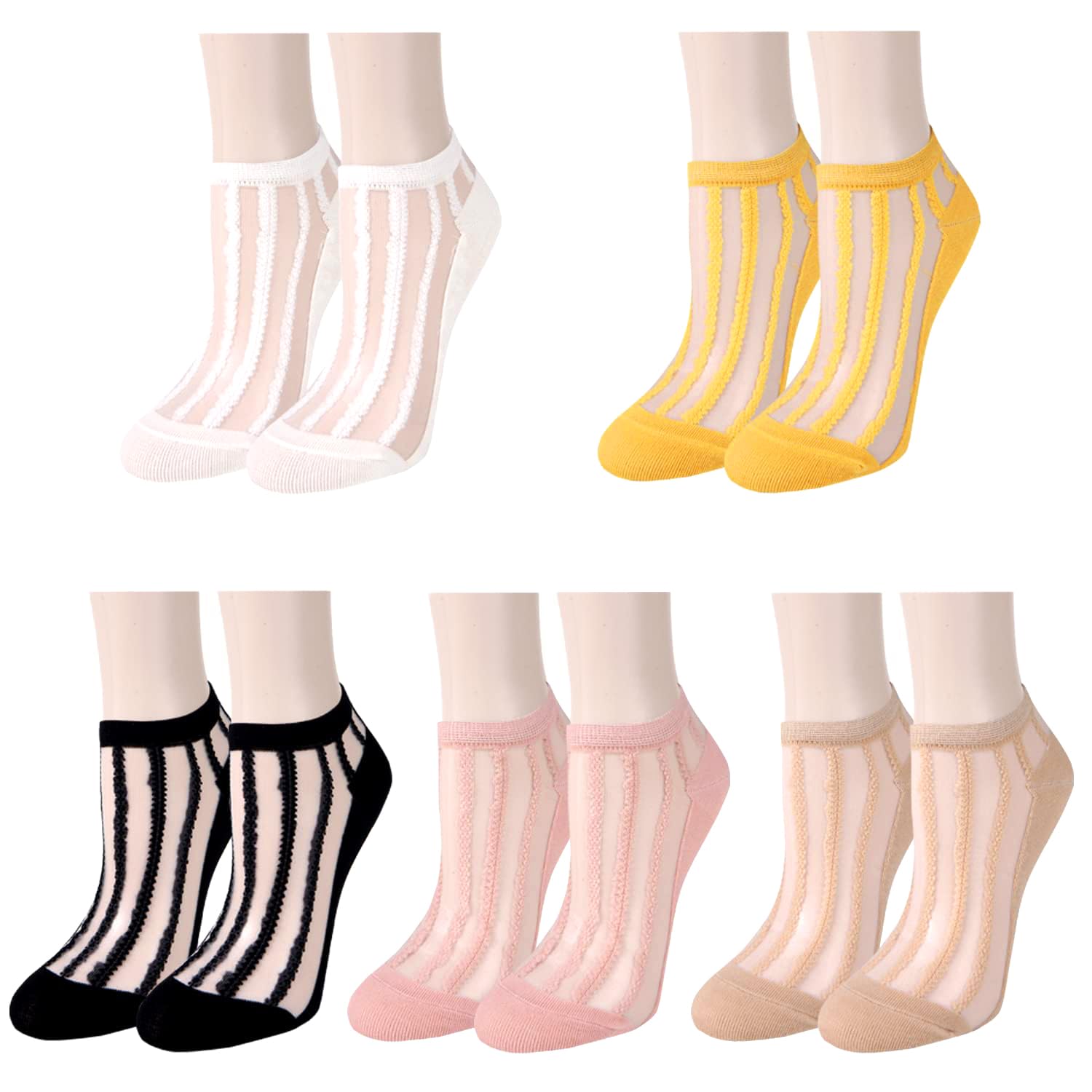 Benefeet Sox Womens Girls Sheer Socks Lace Mesh Ankle Socks Transparent See Through Short Sock Ultra Thin Nylon Summer Sock