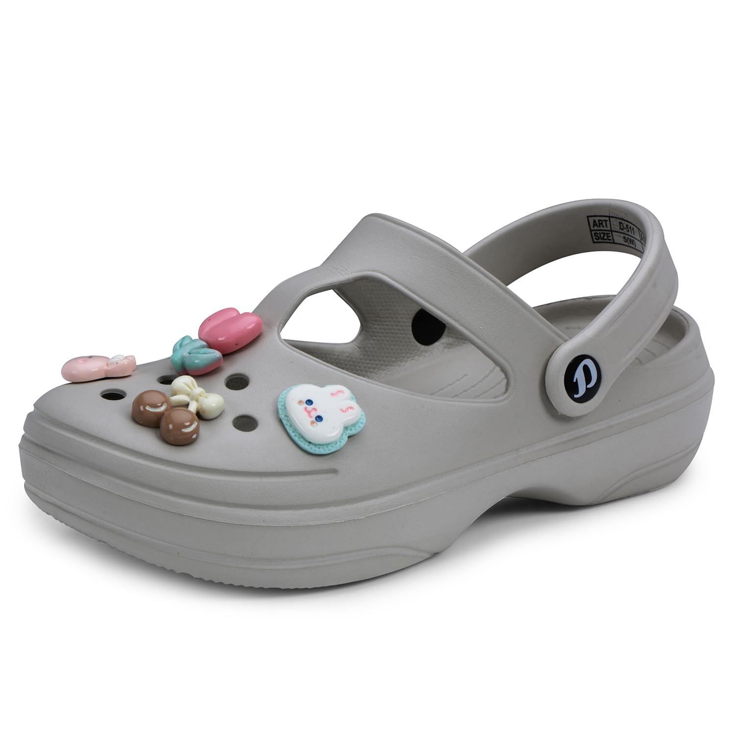 Women's Classic Charms Clogs/Sandals with Adjustable Back Strap for Adult | Comfortable & Light Weight | Stylish & Anti-Skid |Waterproof & Everyday Use Mules for Girls & Ladies D-511