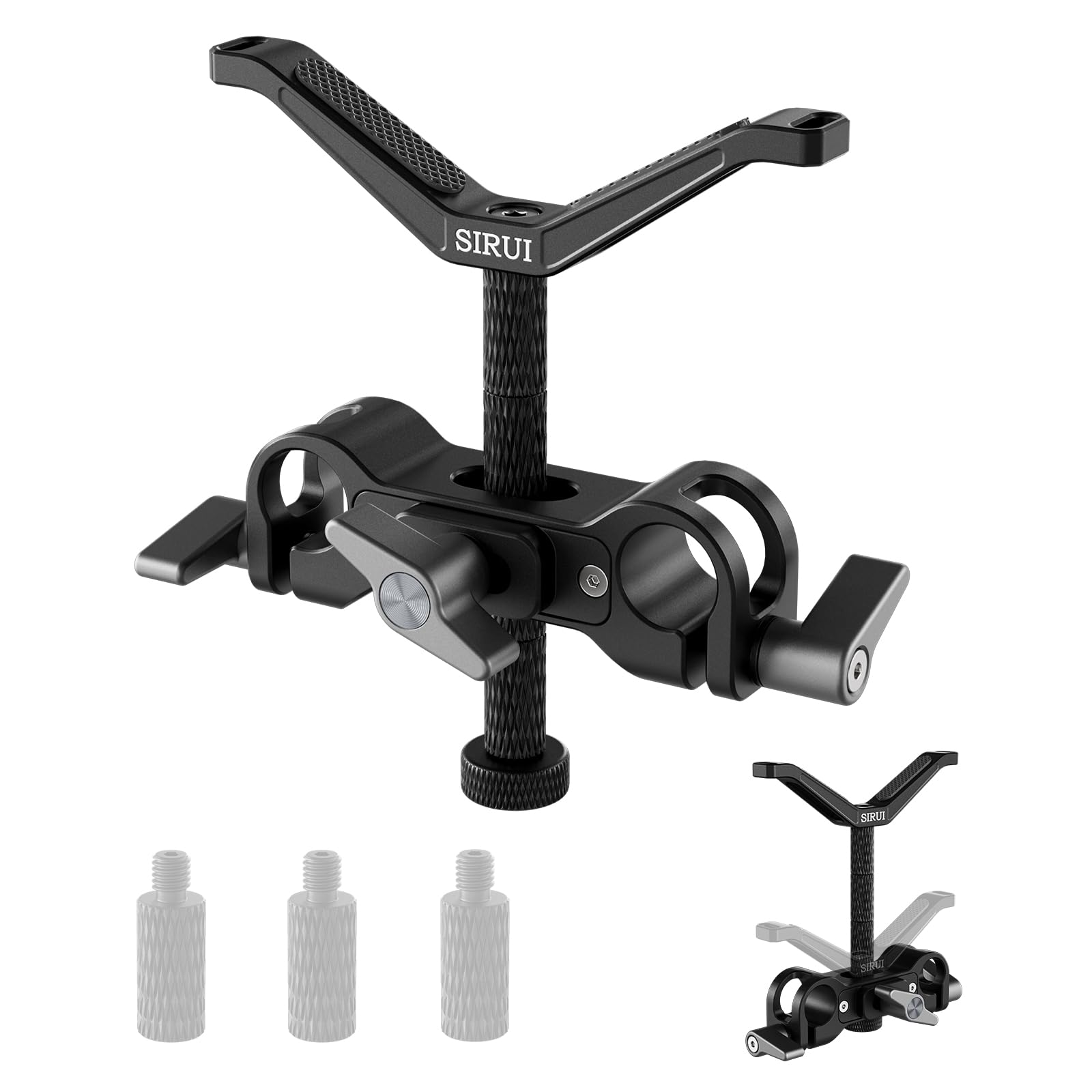 SIRUI LWS 15mm Lens Support Soporte Lente Compatible con Lente de 55mm a 140mm de Diámetro para Lente Larga, 3 Varillas de Extensión para Cámara Réflex Digital - AM-LB35