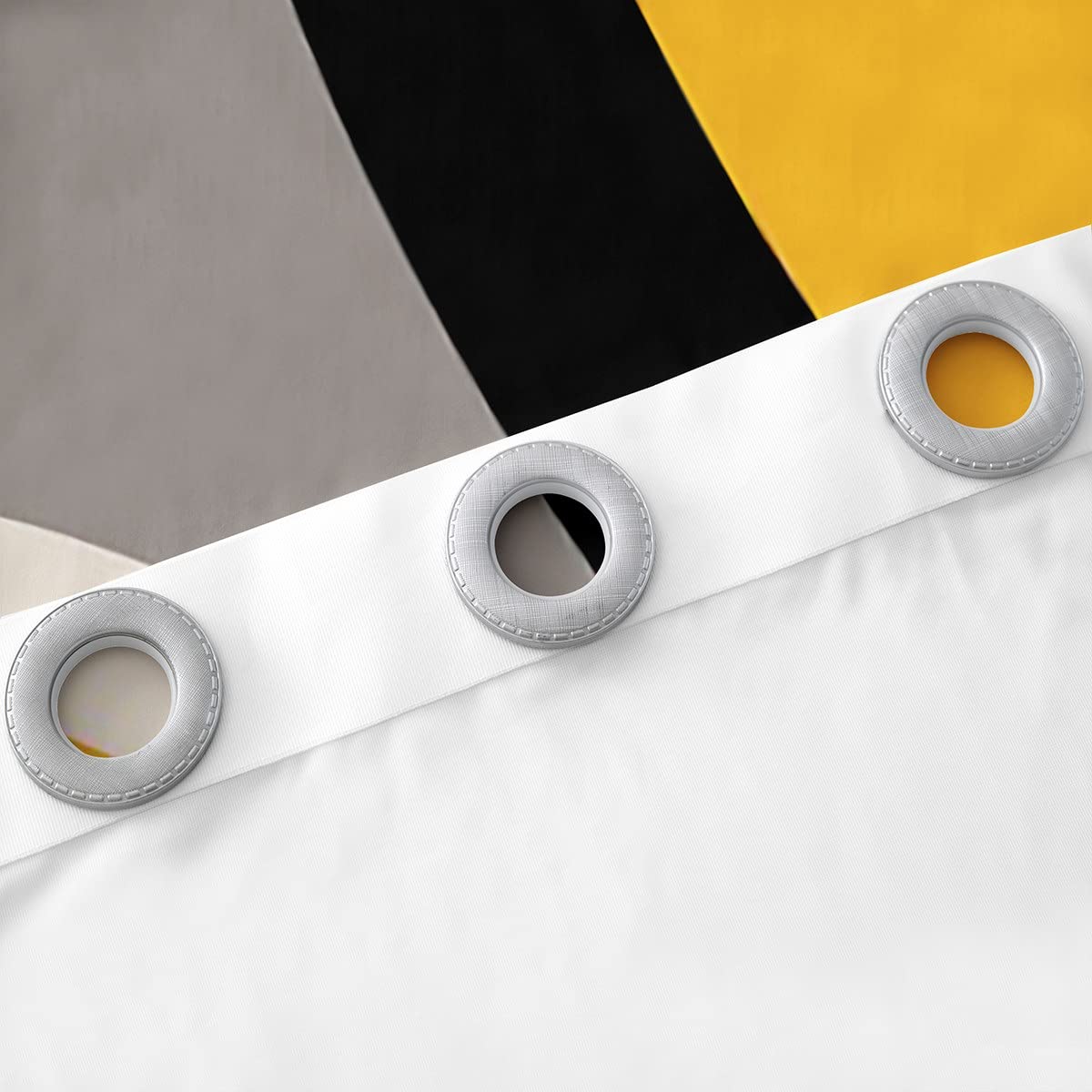Tende geometriche a cerchio per camera da letto soggiorno giallo grigio bianco geometria tende oscuranti (30%-50%) linea a righe Dreapes arte moderna trattamenti per finestre