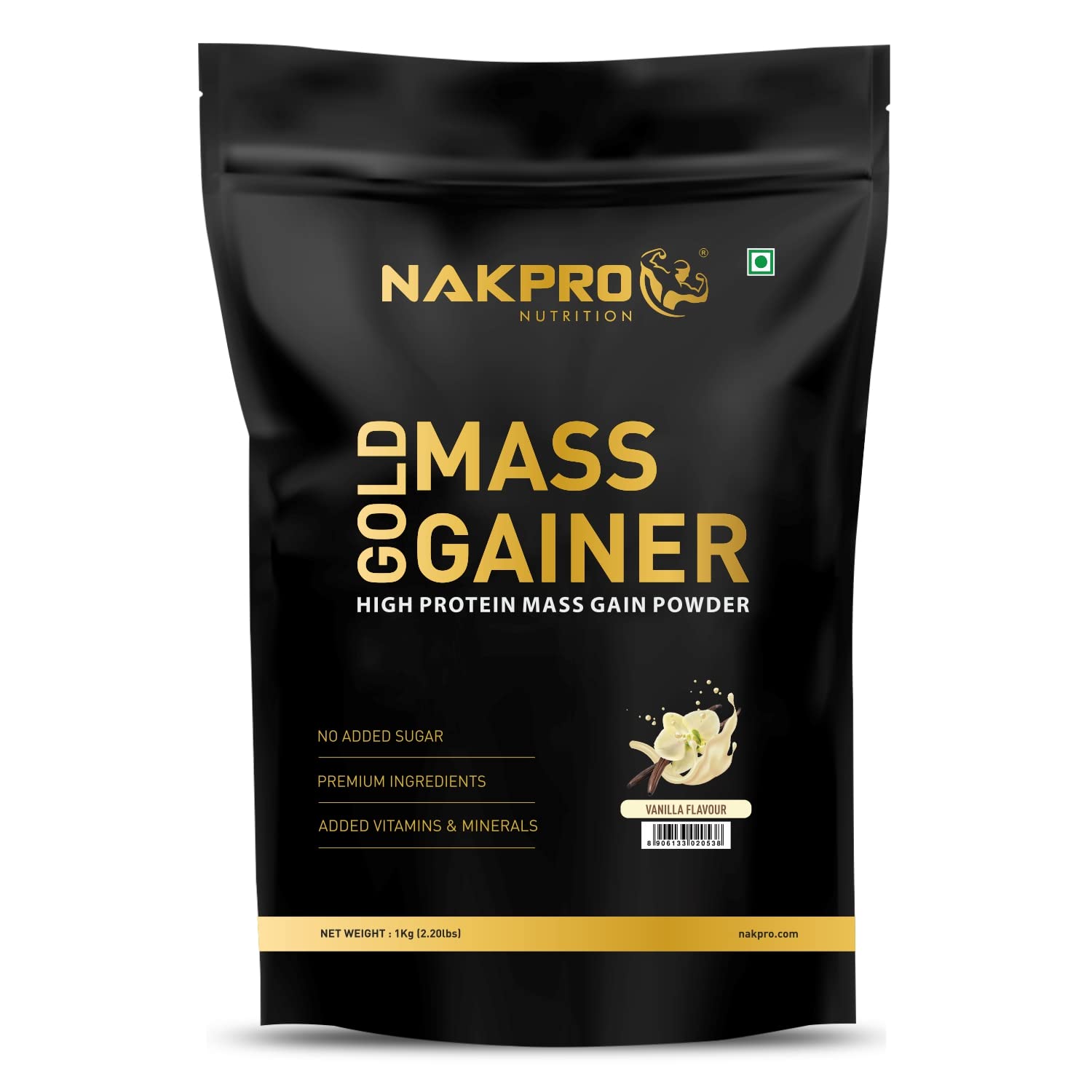 Buy Nakpro Gold Mass Gainer Powder 1 Kg, Vanilla Lean Muscle Whey