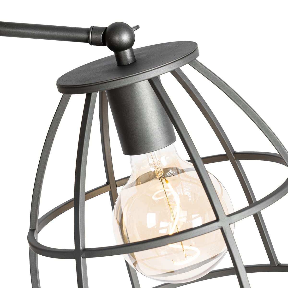 Qazqa Lámpara de pie industrial gris oscuro con madera - Arthur/Acero Alargada Adecuado para LED Max. 1 x 60 Watt