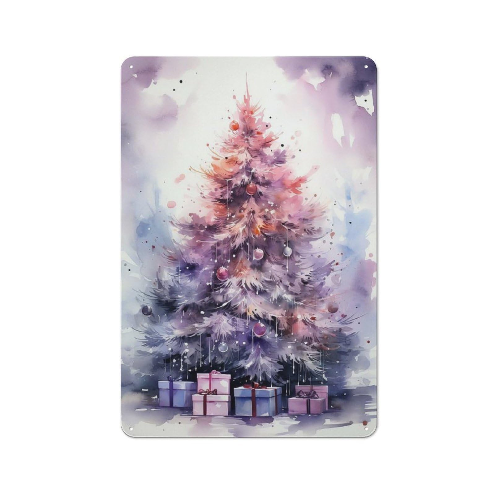 Junmoney Watercolor Winter Wonders Retro Metal Wall Sign 30X20cm With For Café Or Home Bar, For Cooler-Season Styling In Café And Home Bar