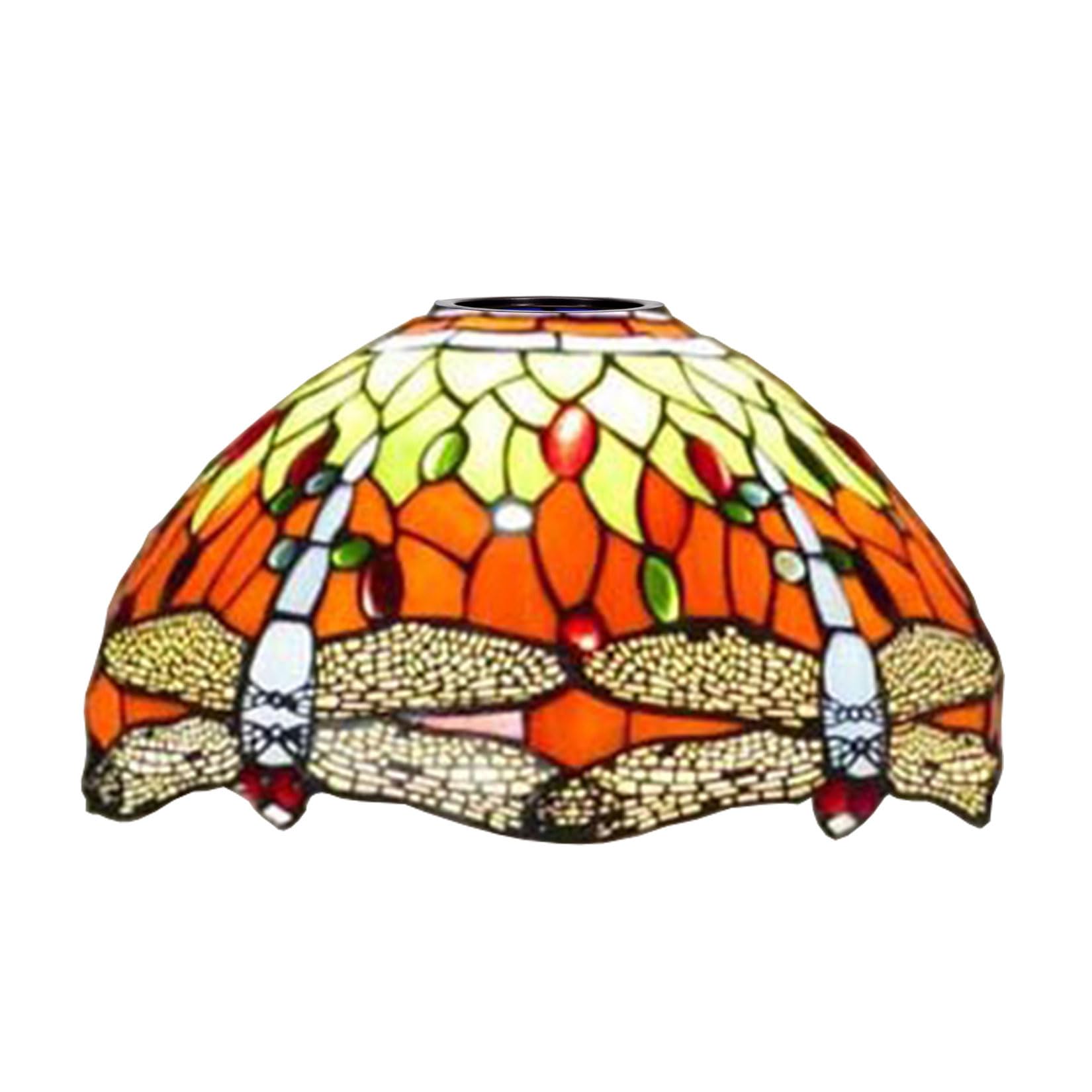 SaryEdge Dragonfly Tiffany Lamp Shade Replacement, 12X7 Inch Stained Glass Lampshades, Only 1-5/8-Inch Fitter Opening for Arched Floor Lamp Torchiere Lamp Pendant Light Ceiling Lamp,Gr，Orange