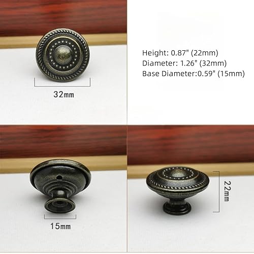 Miniatura 6 de Pomo de cajón negro antiguo de un solo agujero, disco antiguo americano, accesorios de gabinete de aleación de zinc para tiradores de cocina y baño,