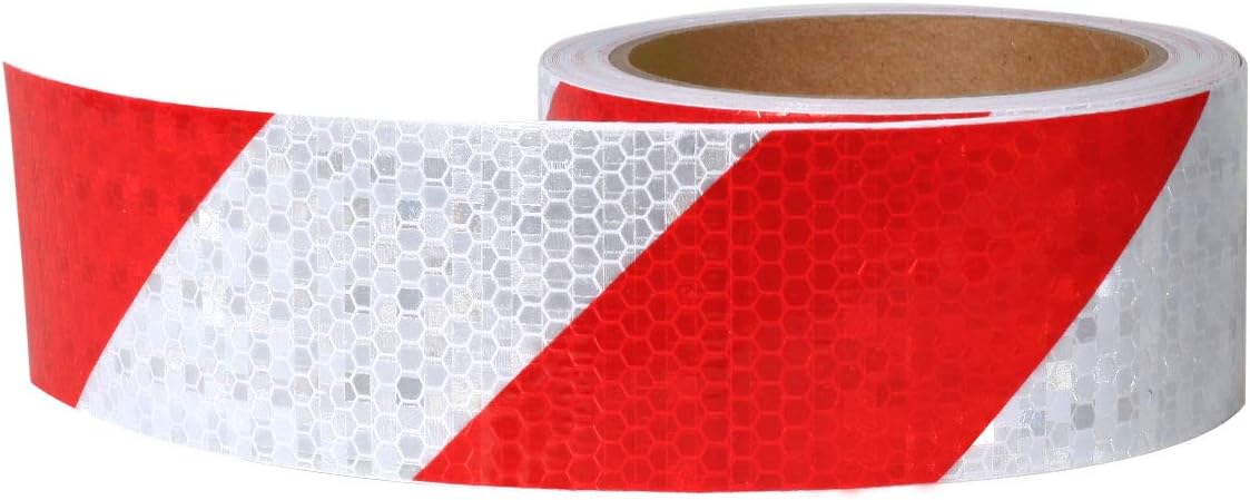 Reflective Safety Tape Red & White Waterproof High Visibility 2 IN X 30 FT, Reflector Conspicuity Tape for Cars Helmets Mailbox : Industrial & Scientific