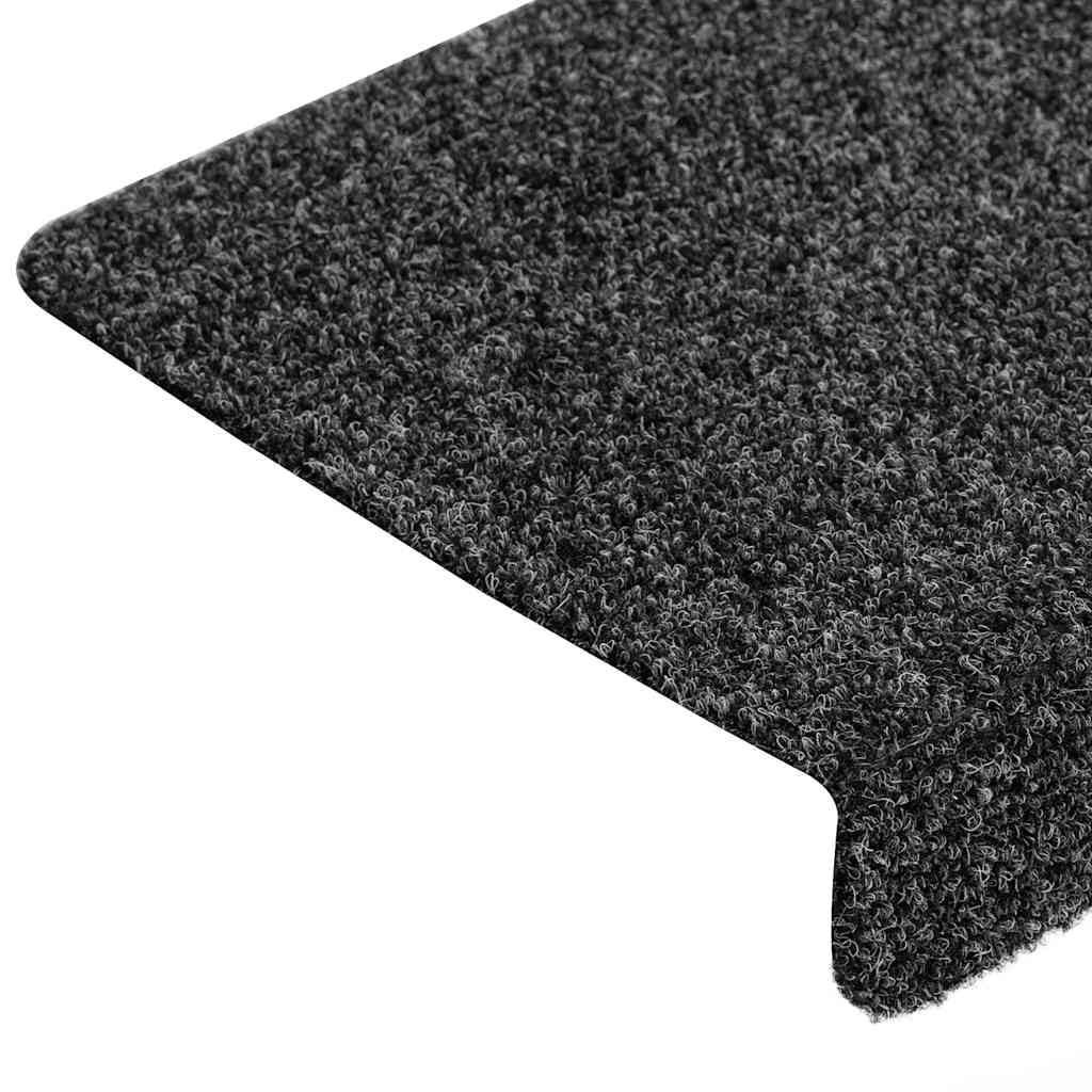 Alfombrillas autoadhesivas para escalones, 30 unidades, 65 x 21 x 4 cm, color gris oscuro, borde rectangular, antideslizantes, de polipropileno, lavables a máquina, para reducir el ruido