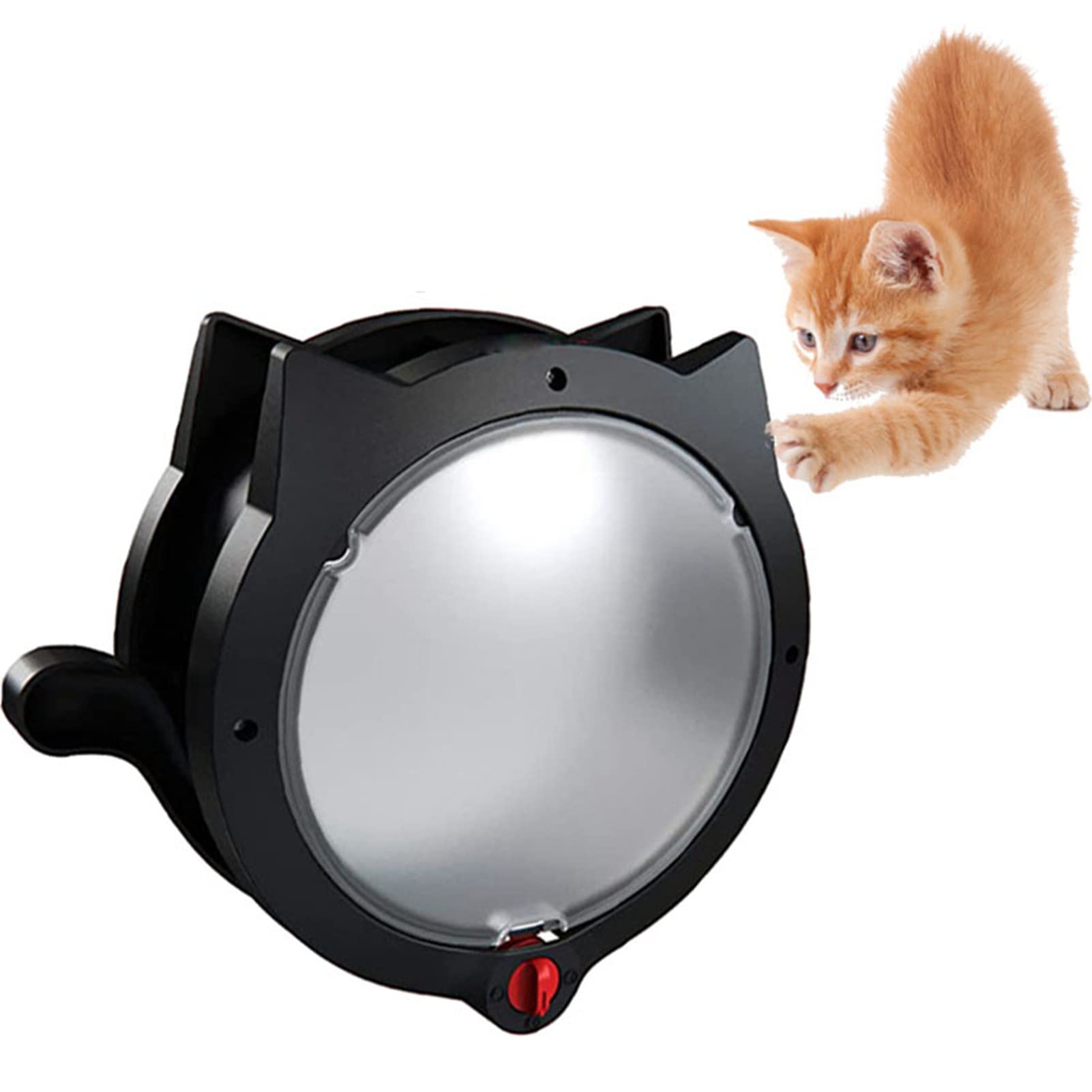 4-Way Lockable Cat Flap Door, Magnetic Automatic Kitten Shape Pet Flap, Easy Install Interior Pet Door for Thin Doors, Walls, Cat Houses and Pet Cages, 31×26cm (Black)