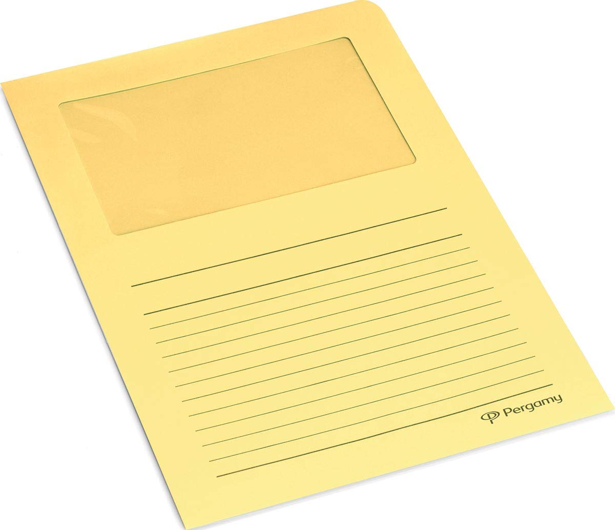 Paquet 100 pochettes-coin en carte 120g avec fenêtre. 22 x 31 cm. Coloris jaune clair