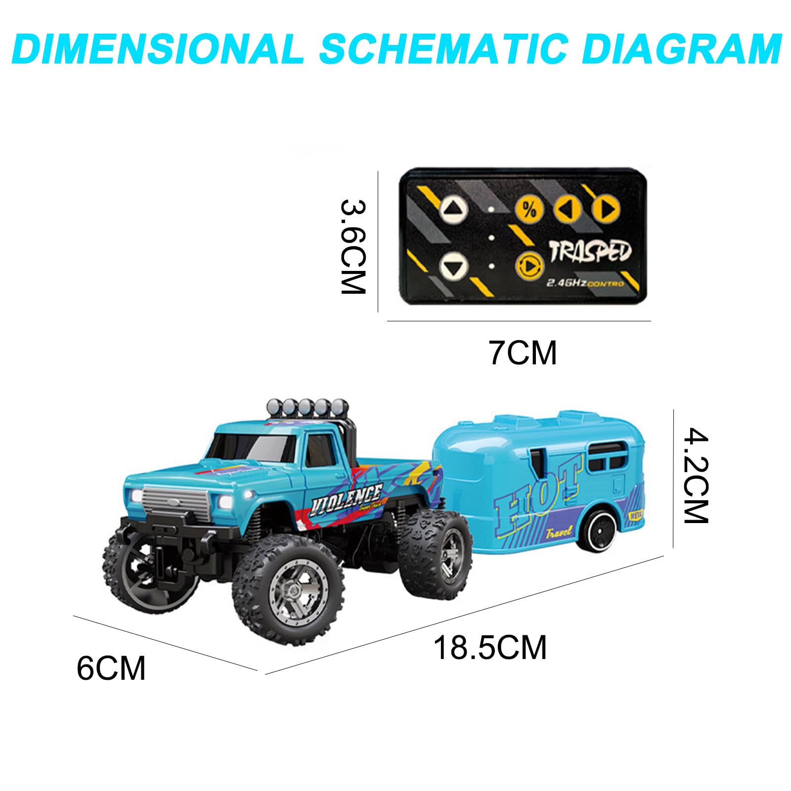 Noaya Mini RC Monster Truck, 1/64 Scale Alloy Remote Control Cars with Headlights, Rechargeable Monster Truck Toys - Image 2