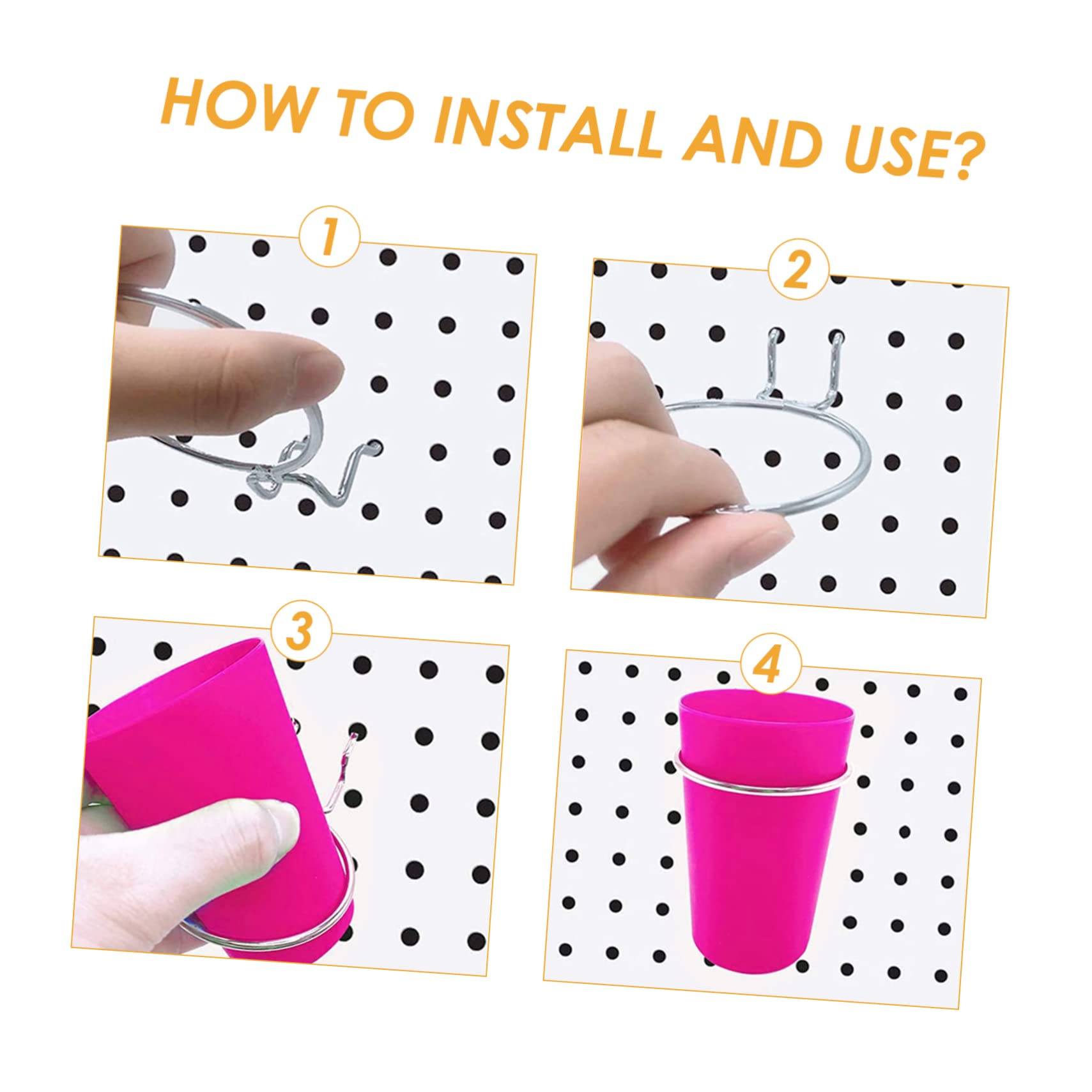 CIYODO 6 Pcs Supermarket Rack Hooks Round Cup Design Easy Install Steel Pegboard Hooks