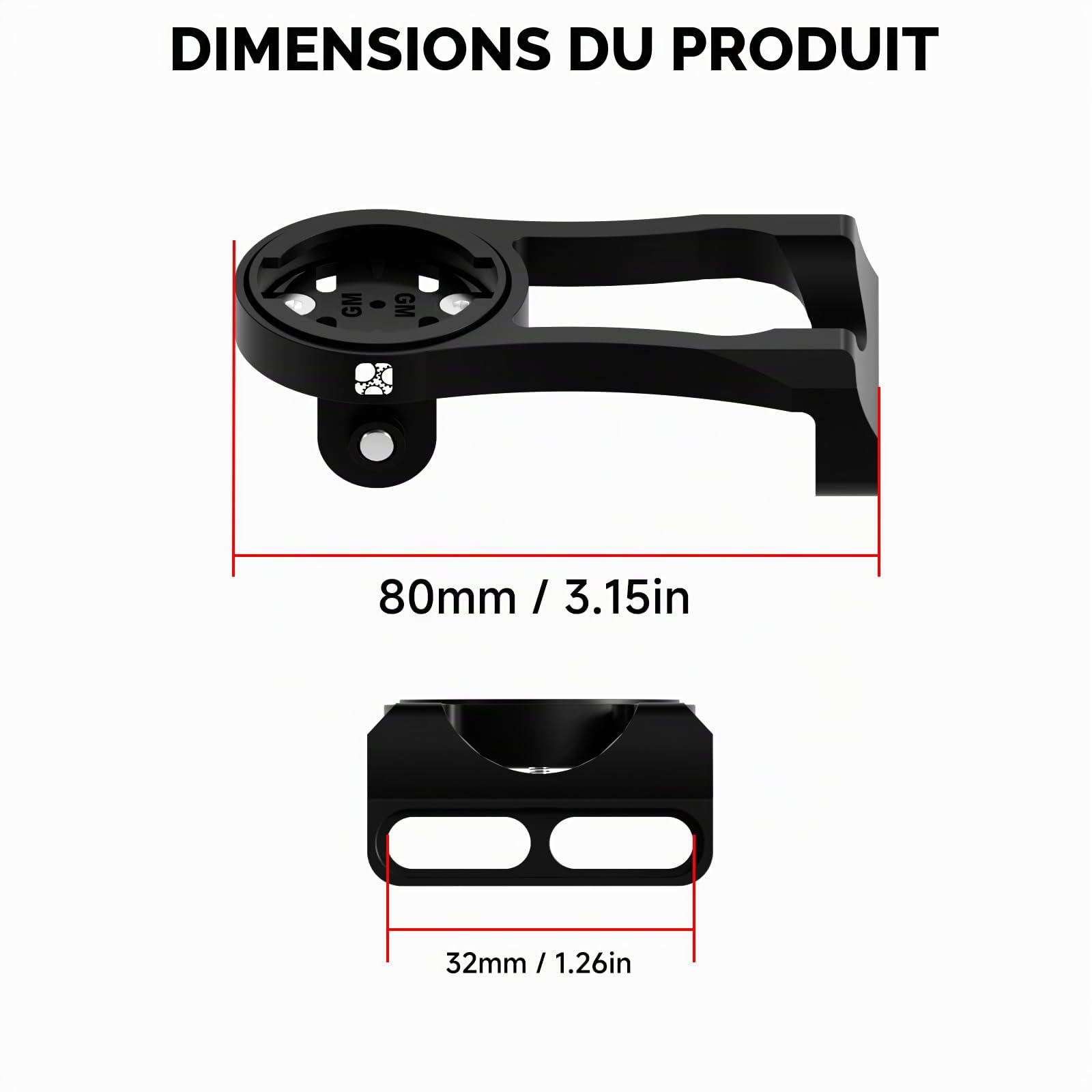 Support d'ordinateur de potence de vélo de 32 mm pour Garmin Edge Explore, en alliage d'aluminium léger pour GPS, lampe de poche et caméra d'action, compatible avec Bryton, Wahoo et Cateye Noir