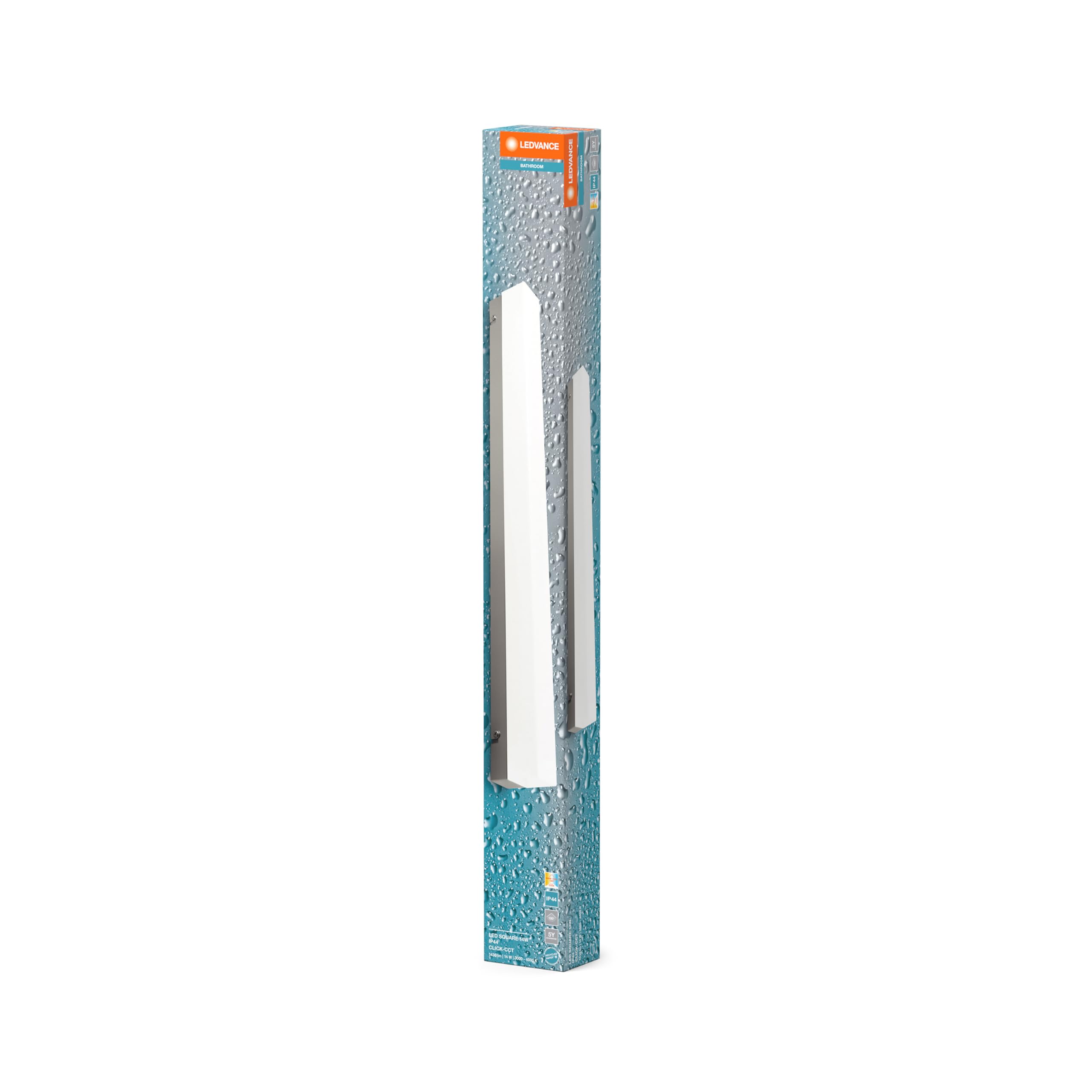 LEDVANCE Pratica Lampada da Specchio a LED per il Bagno in Alluminio di Alta Qualità, Colore della Luce Regolabile con Interruttore a Parete (Bianco Caldo/Bianco Freddo),14W,LED Quadrato IP44Click-Cct