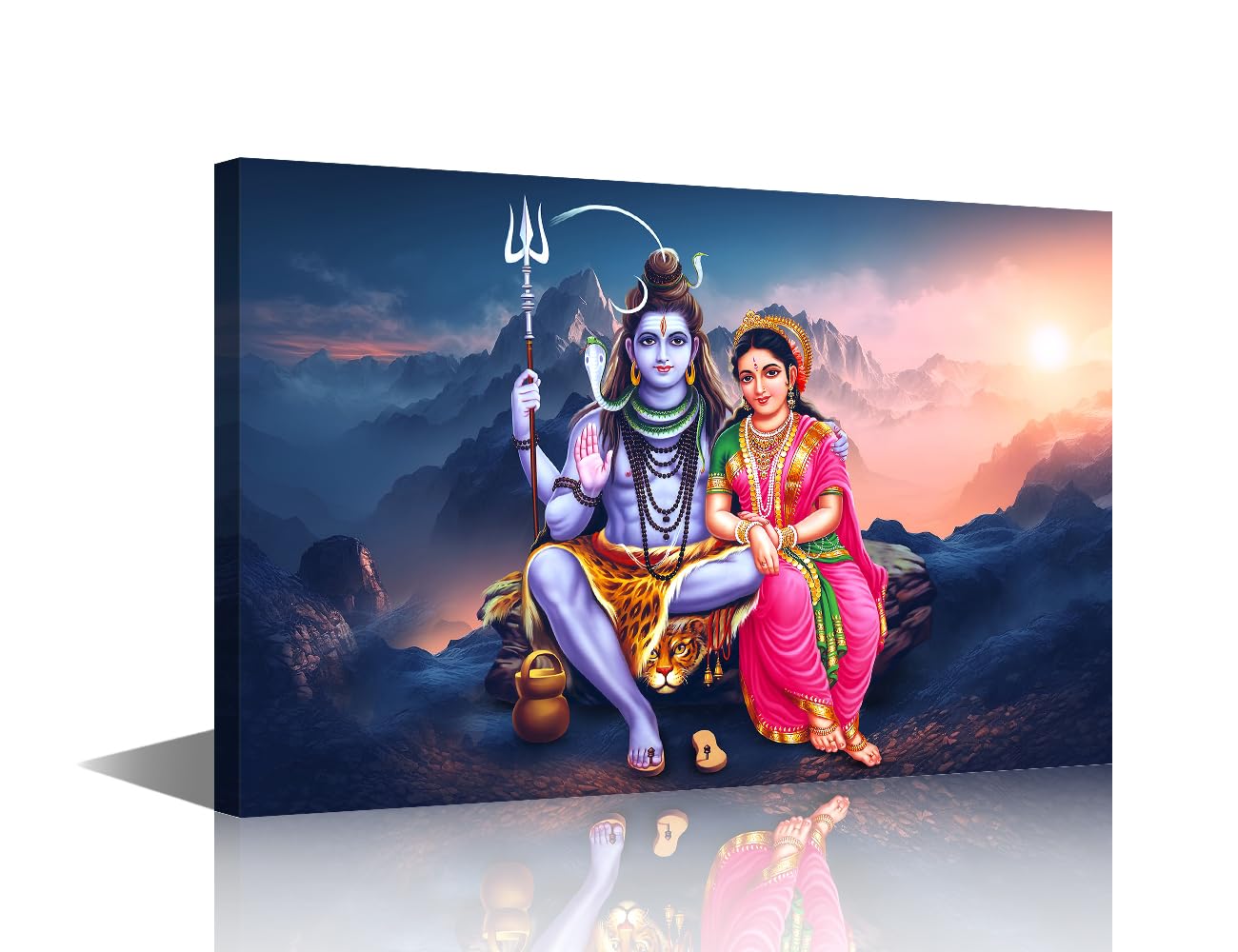 TISHIRON Wall Art for Living Room Lord Shiva Parvathi God Art Prints for Home Wall Decor India Religious Culture Posters for Office Home Hotel Wall Decoration Ready to Hang 24x16inch