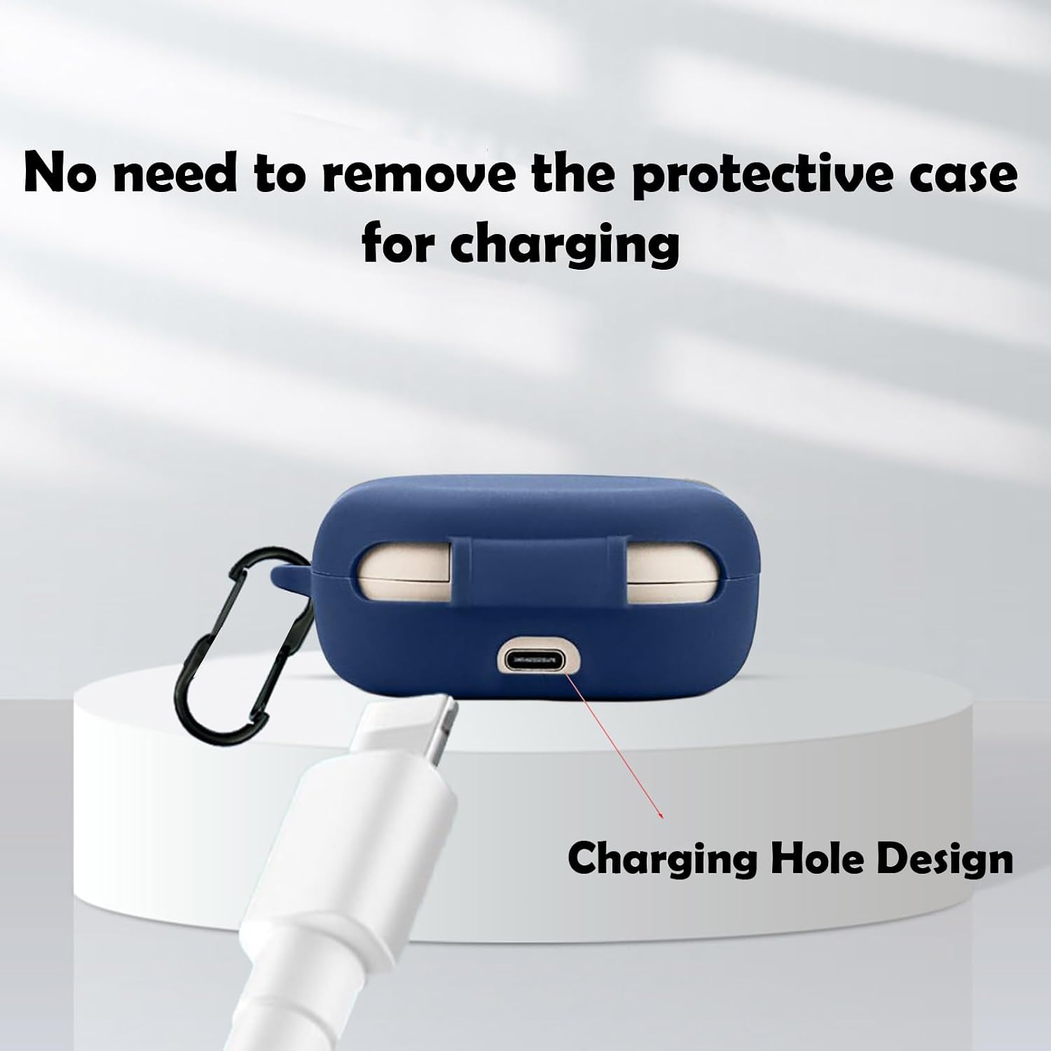 [2 Pack] easyBee Case Compatible with SHOKZ OpenFit Open-Ear Bluetooth Headphone Charging Cover with 2 Keychain, Soft Liquid Silicone Ultra Thin Shockproof Protective Kit - Black and Blue image 5