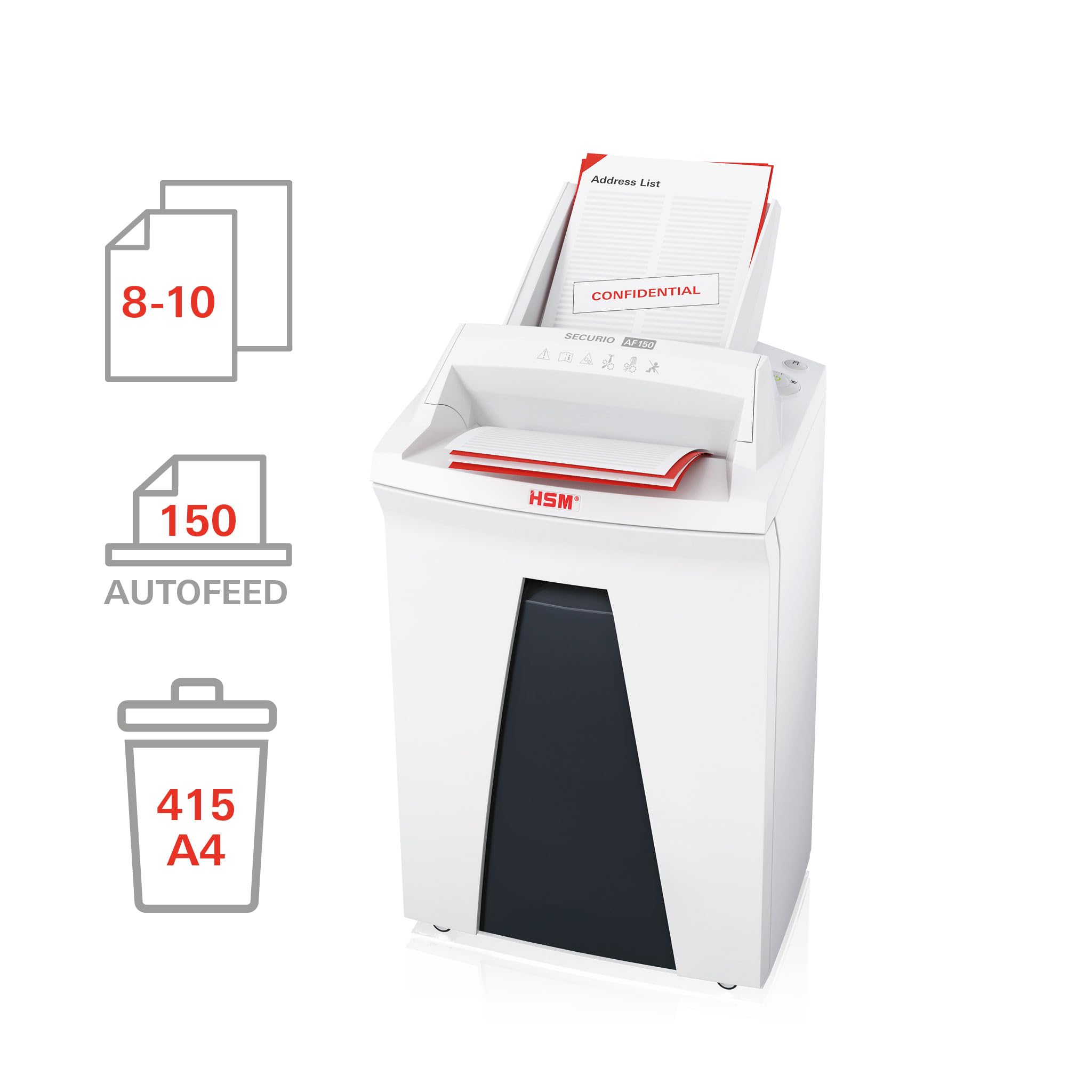 HSM 2083111 Distruggidocumenti Securio AF150 con Alimentazione Automatica, 4.5x30 mm