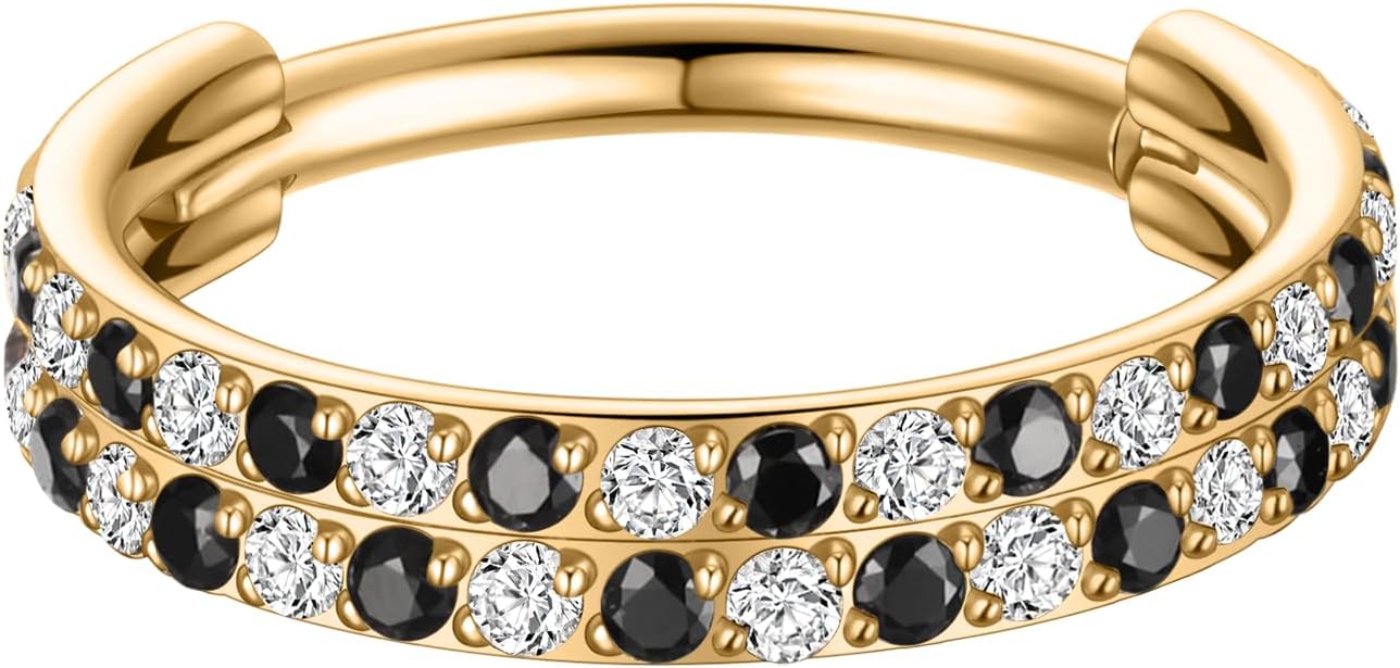 PEAKLINK 16G Checkerboard Conch Piercing Jewelry 316L Surgical Steel Cartilage Helix Earring Septum Jewelry Hinged Segment Tragus Rook Daith Lobe Lip Piercing 8mm 10mm - Image 8