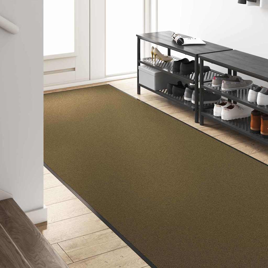 Felpudo marrón y negro rectangular 120 x 250 cm, 100% poliamida, felpudo para interior y exterior, antideslizante, resistente, ideal para entrada, pasillo, terraza, vestíbulo