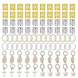 Colossal ship 140 PCS hair rings dreadlocks beads cuffs filigree tubes hair braids accessories hair Shell Leaves Star Cross Decorations Pendants Set