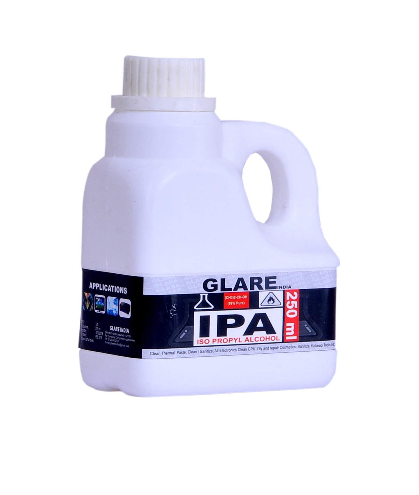 Glare India IPA Sanitizer/Surface Cleaner Mobiles/Laptops/LCD Monitors & Electronic Boards etc, IPA 99% ISOPROPYL 250ml