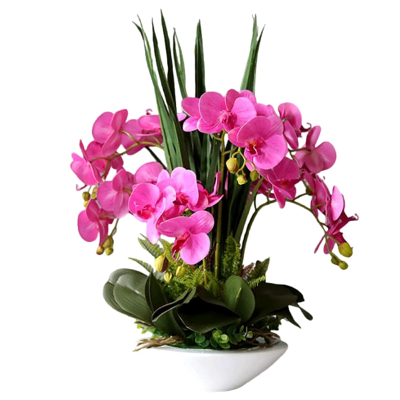 DFGHNBVC Artificial Orchid Artificial Flower Pu Orchids Artificial 7 Branches Artificial Phalaenopsis Flowers With Vase Fake Floral 50Cm Faux Orchids Very Natural.Purple