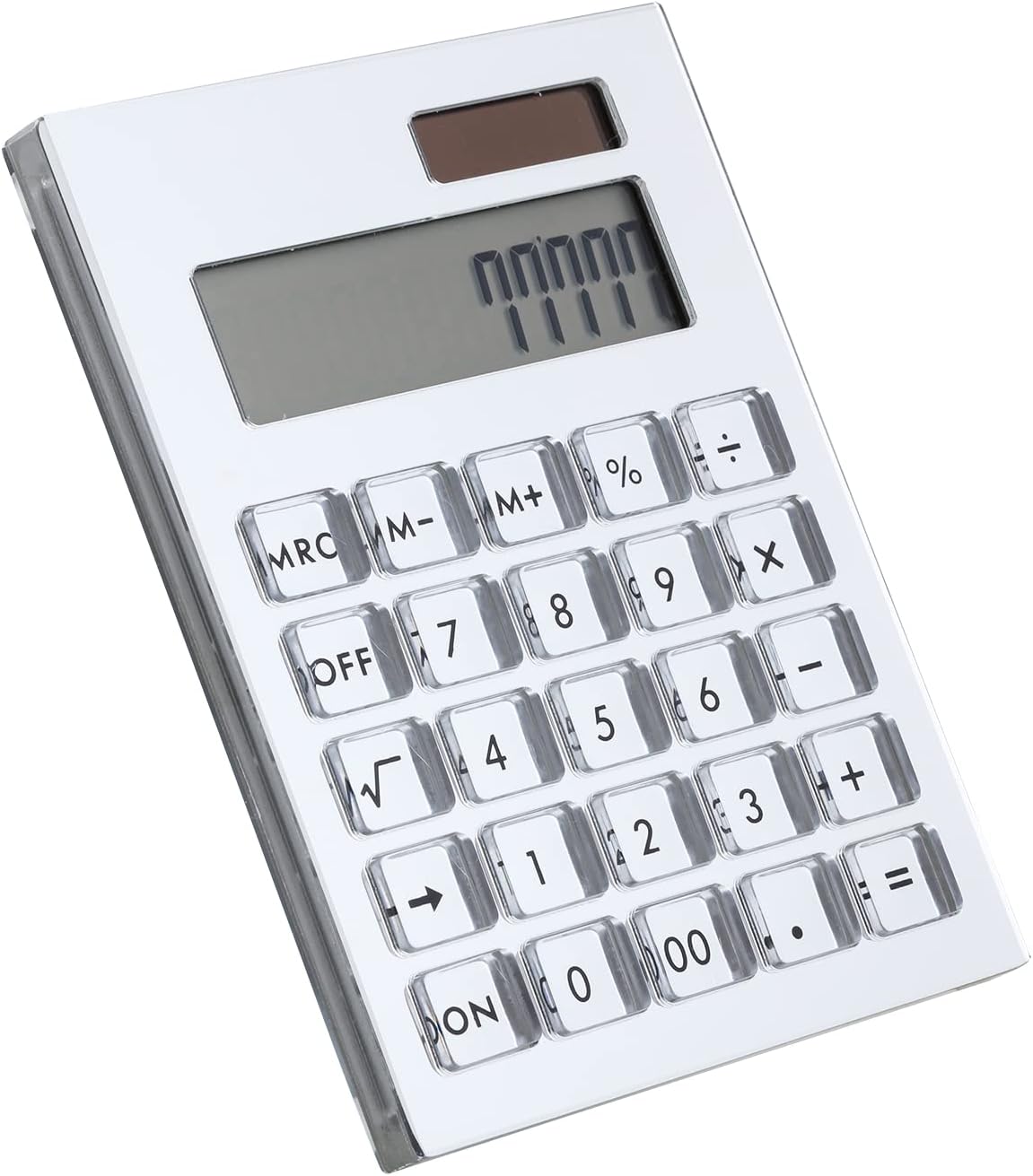 Clear Silver Acrylic Solar Power Calculator by DS DRAYMOND STORY - Home Office Desktop Calculator (12-Digit) - Business Gift Idea