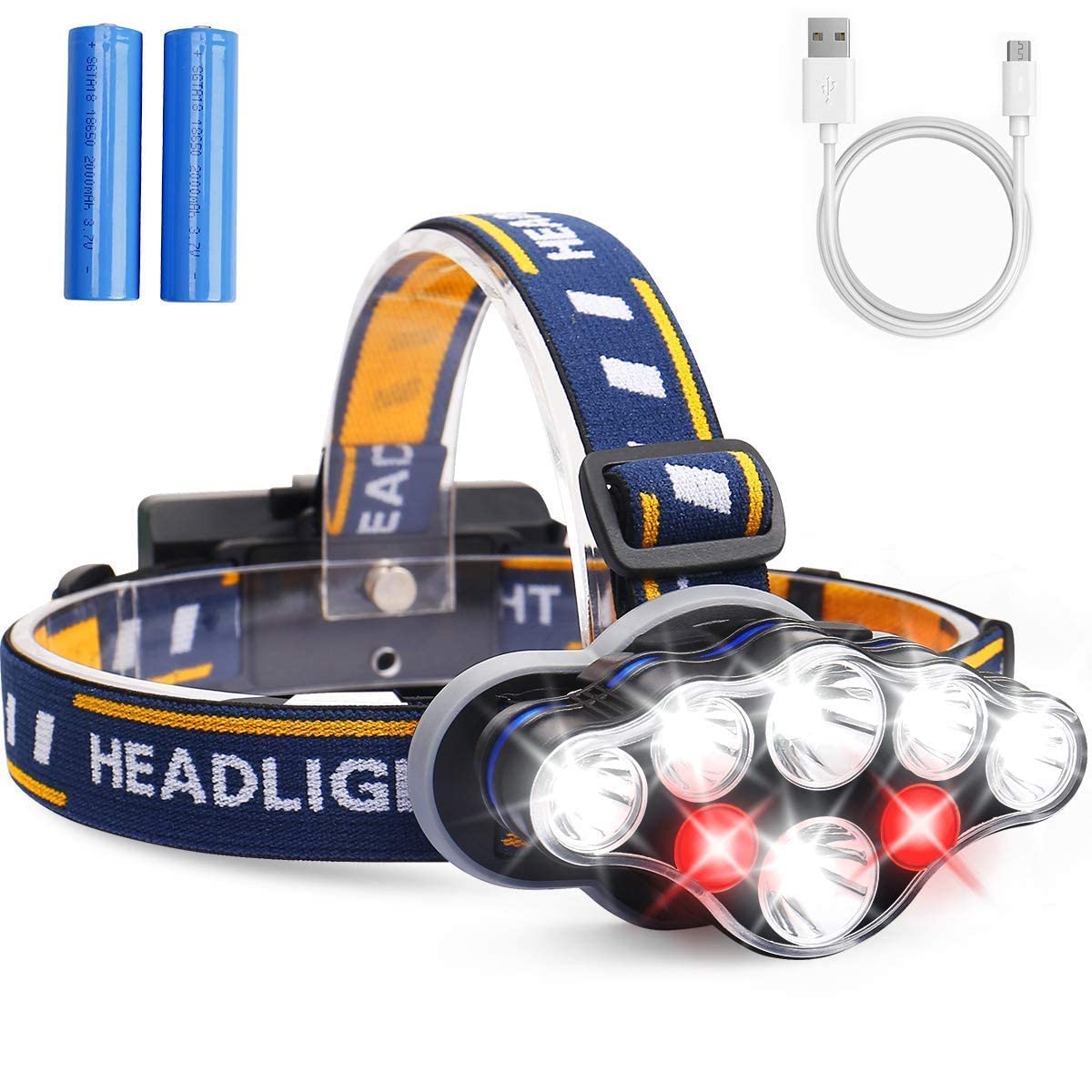SEASPIRIT LED Rechargeable Headlamp LED Flashlight 13000 Lumens Rechargeable Headlight 90 Degree Angle Adjustable Led Light Lamp 8 Modes Waterproof Head Torch for Running,Walking,Camping,Fishing (B09V4XZ55N) Amazon Price History, Amazon Price Tracker