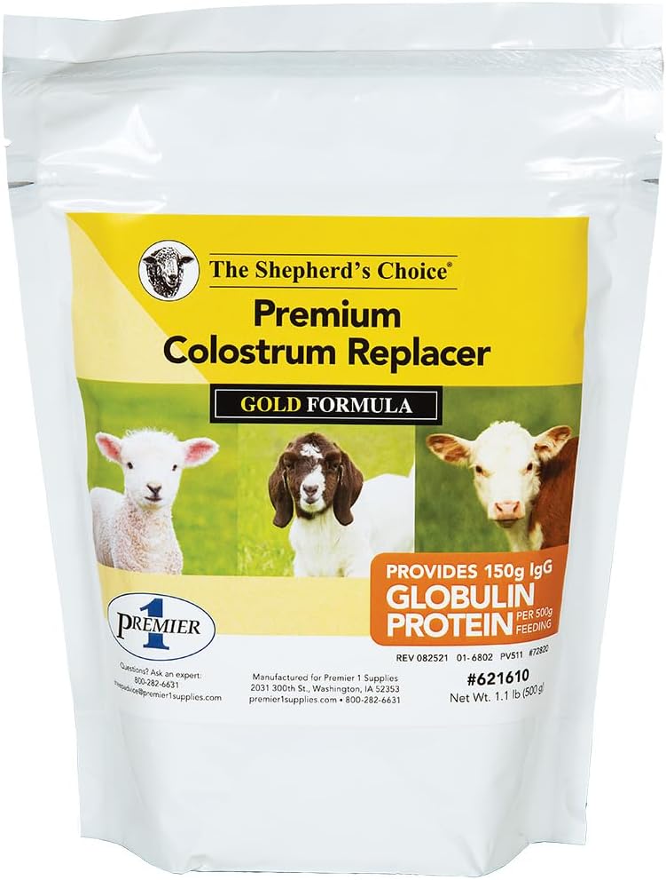 Shepherd's Choice® Premium Colostrum Replacer for Sheep, Goats & Cattle, 150g IgG per 500g, 1.1 lb (500g) Resealable Bag