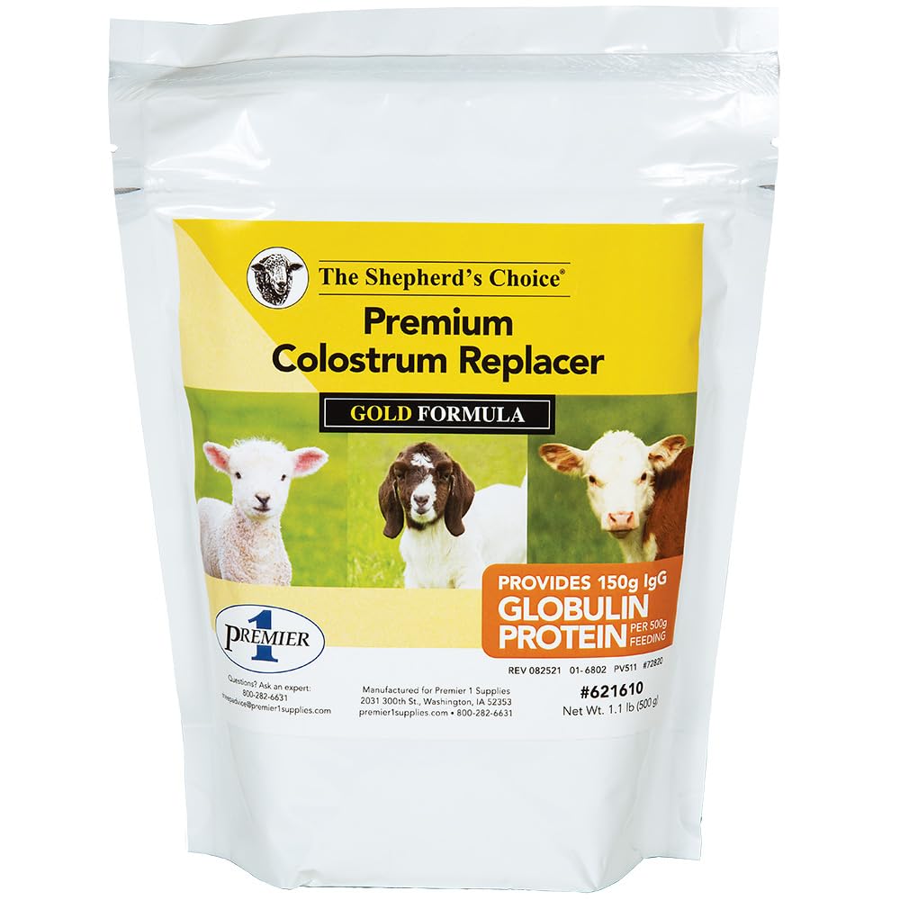 Shepherd's Choice® Premium Colostrum Replacer for Sheep, Goats & Cattle, 150g IgG per 500g, 1.1 lb (500g) Resealable Bag