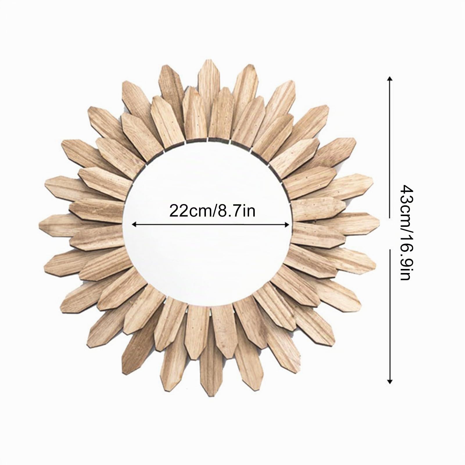 Espejo Bohemio de Madera Rústica para Colgar en pared, Espejo Decorativo Redondo de Dormitorio y Sala (#2)