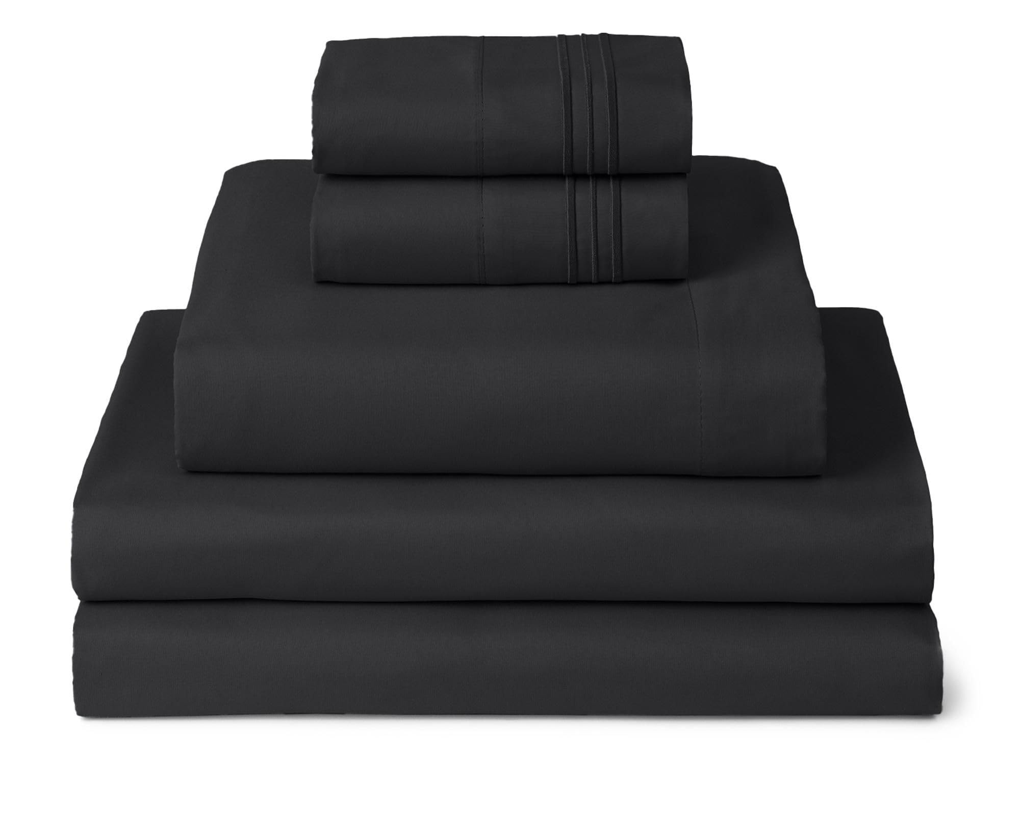 Mellanni Iconic 5-Piece, Ultra Soft Sheet Set (Split King, Black)