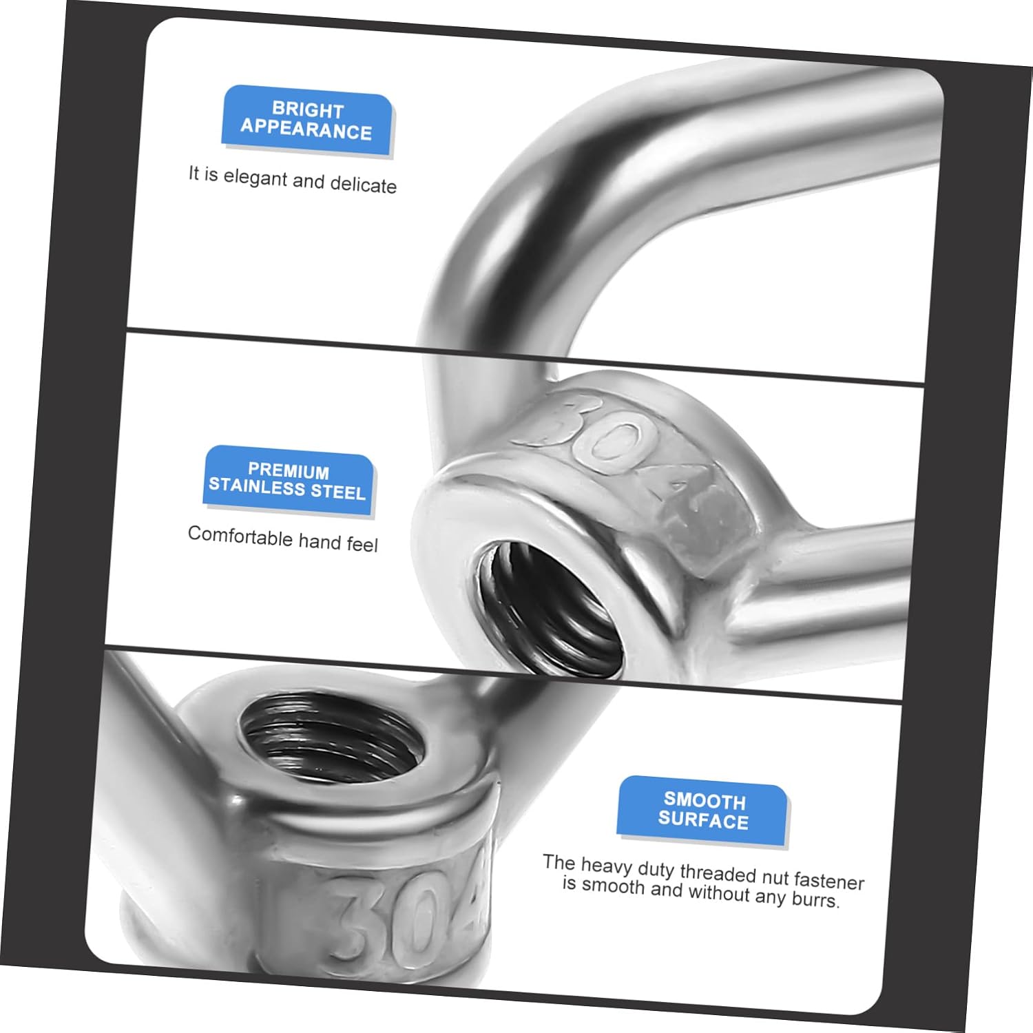 4pcs Eye Nut Threaded Stainless Steel Triangle Shaped Heavy Duty