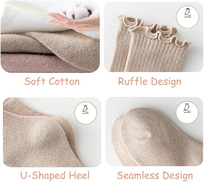 WKLOUYHE Baby Toddler Girls Ruffle Socks Girl's Frilly Dress Baby Summer And Winter Mesh Solid Crew Socks_Pack Of 05,3-6 Months(Multicolour) 2