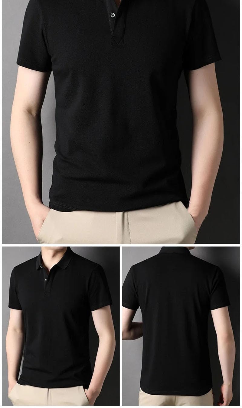 Polo de algodón liso para hombre, manga corta, informal, para golf
