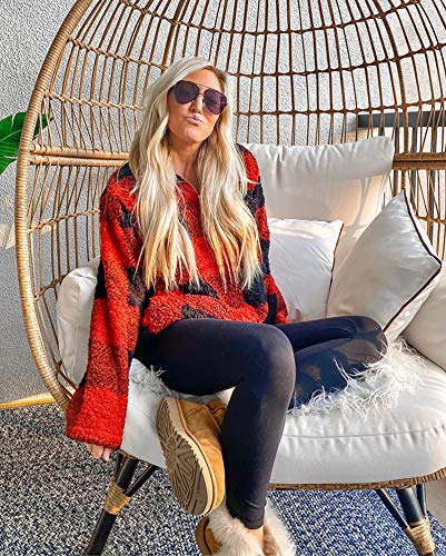 Image of BTFBM Women Sherpa Pullover Quarter Zip Long Sleeve Fluffy Soft Fleece Jackets Sweaters Sweatshirts Hoodies Outwear Coat