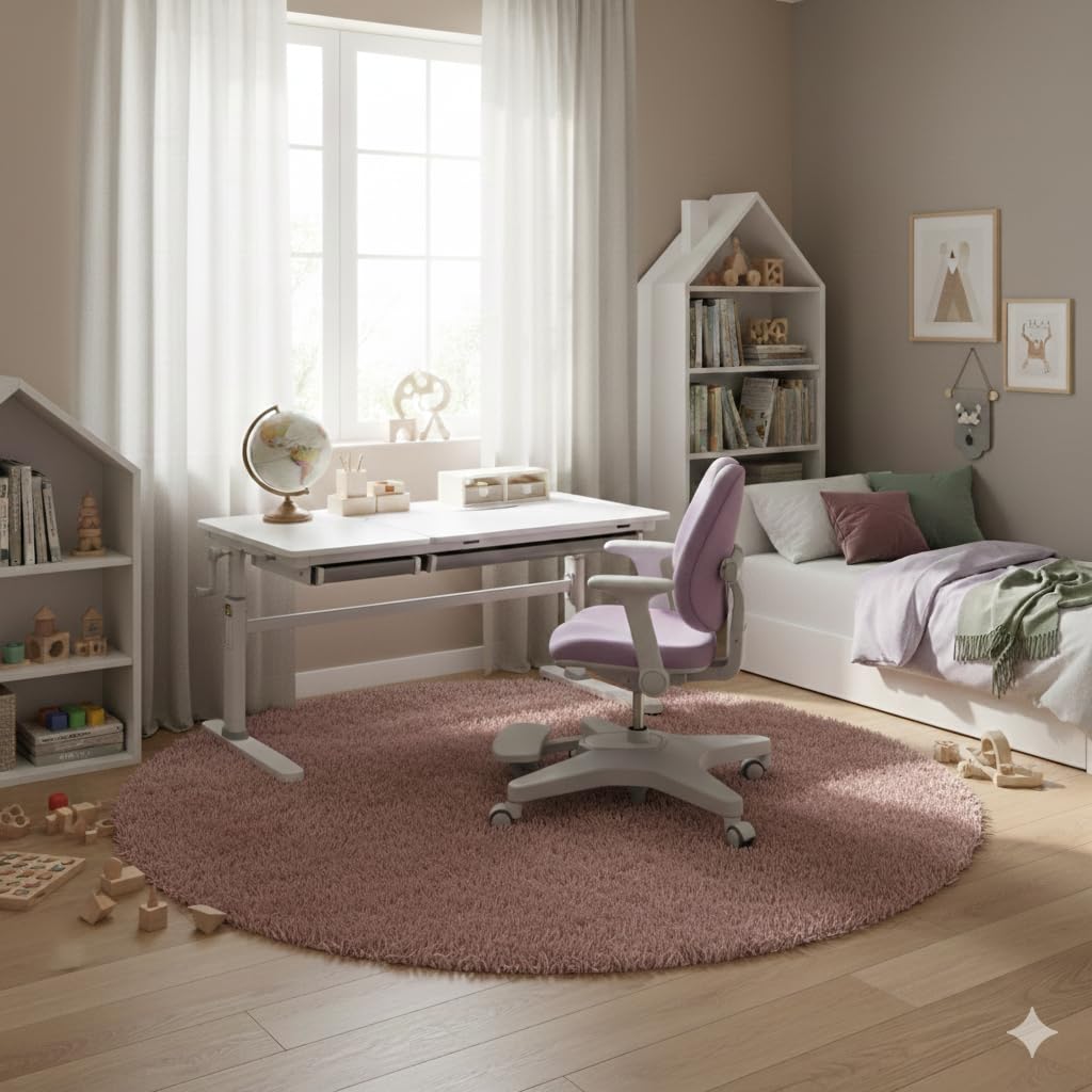 HOKO Ergonomischer Kinderstuhl mit Verstellbarer Rückenlehne & Fußstütze – Mitwachsender Schreibtischstuhl für Kinder, Schüler & Jugendliche