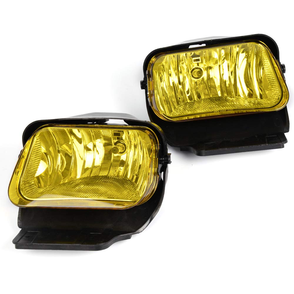 G-PLUS Fog Lights Compatible with Chevy Silverado 2003-2006 /Avalanche 1500 2500 2002-2006 Yellow Bumper Driving Lamps Left+Right Replacement Pair Come w/Bulbs