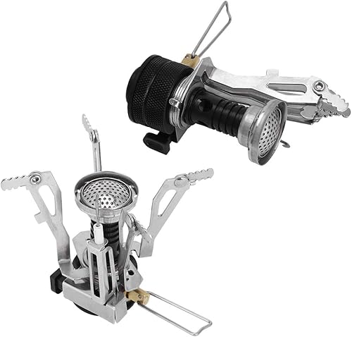 Miniatura 7 de Estufa de campamento, estufa de mochilero, mini caldera portátil de gas ultraligera para campamento, estufa plegable de supervivencia al aire libre,