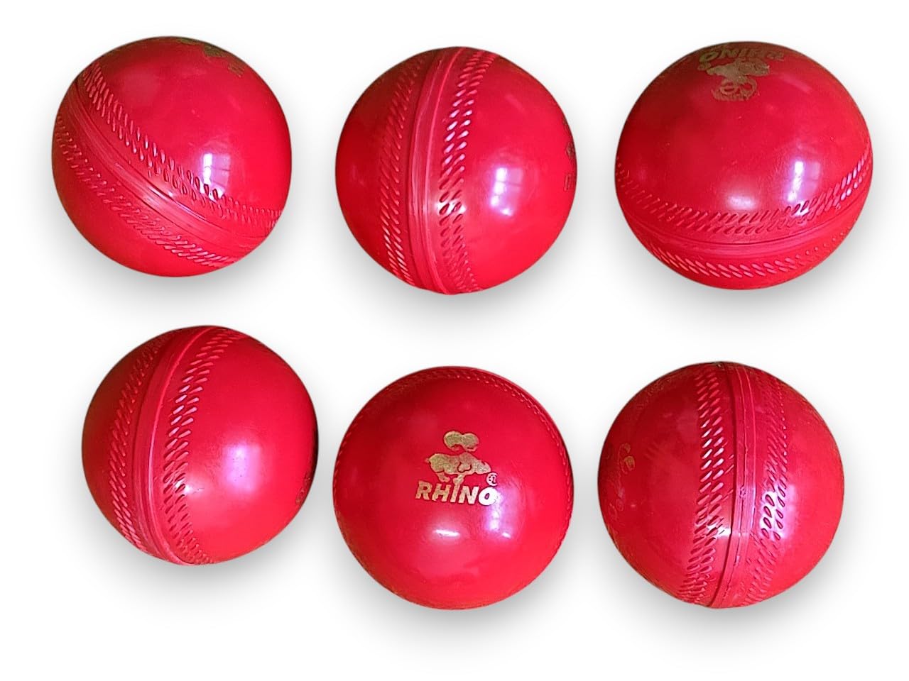 CE Rhino Cricket Synthetic Ball Red Color - Pack of 6-image-45