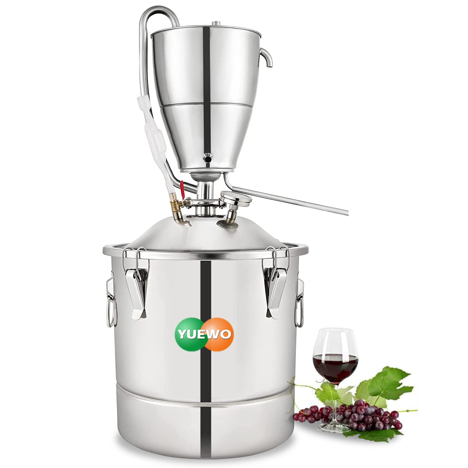 YUEWO Water Distiller 2.6-13.2G New Jinbei Condenser Still Wine Making Kit Home Brewing Kit for DIY Whisky Wine Brandy Gin Vodka (20L/5.3G)
