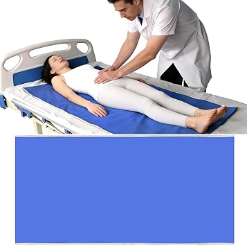 Slide Sheets for Moving Patients on Bed 75x180cm Tubular Transfer Sheet to Assist Moving Elderly Disabled Obese People for Cars Wheelchairs Hospitals Home Care Reusable Positioning Bed Pad Blue